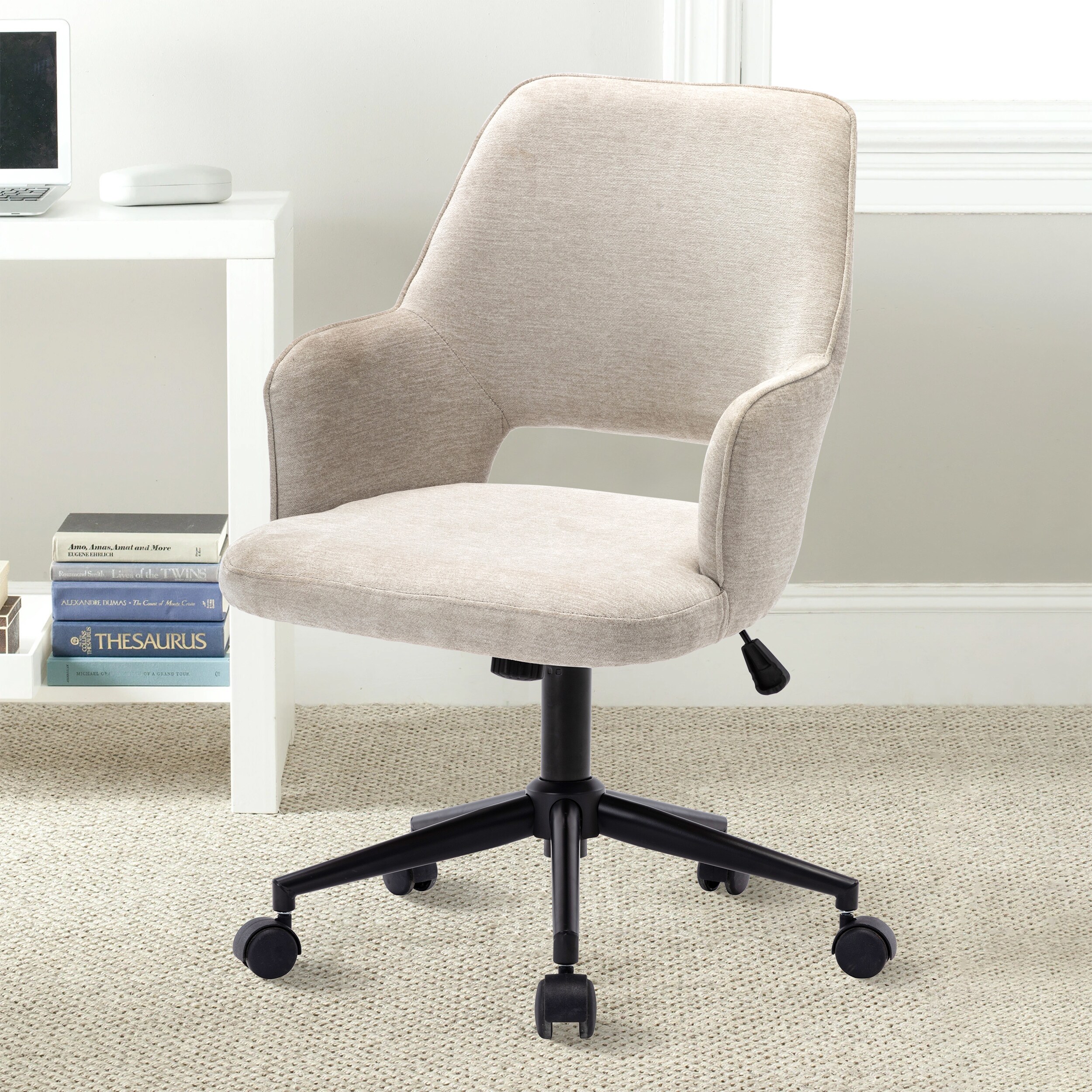 beige upholstered office chair