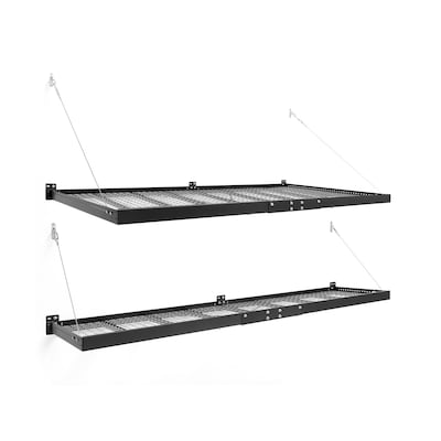 Newage Products Black Steel Shelf Kit 96 In L X 48 D 2 Shelves The Wall Mounted Shelving Department At Com - Heavy Duty Garage Wall Mount Shelf