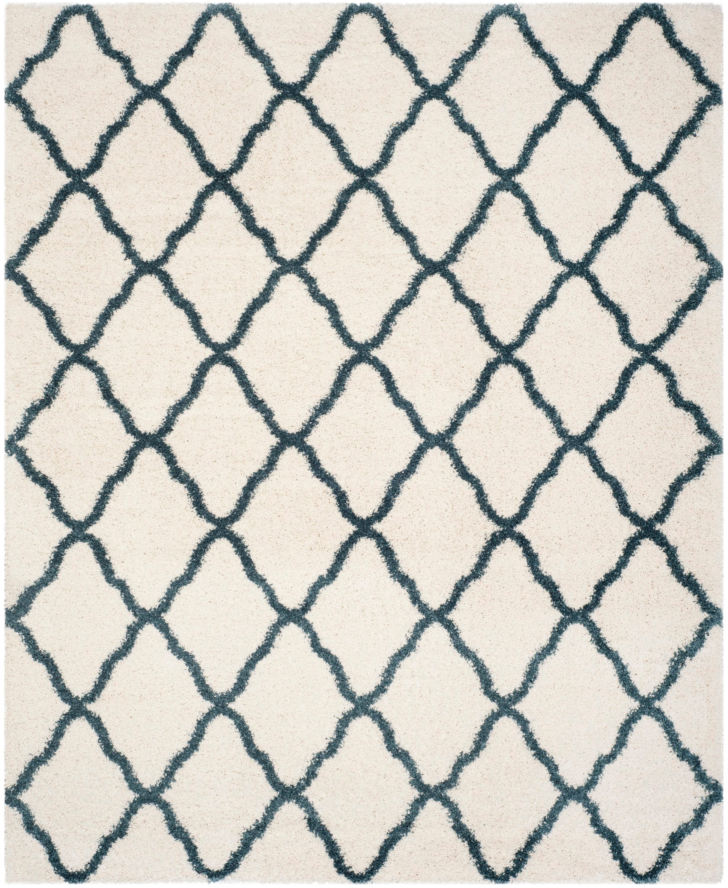 Safavieh SGH283T-6 Hudson Sabine Shag 6 x 9 (ft) Loomed Polypropylene Ivory/Slate Blue Rectangular Indoor Trellis Area rug