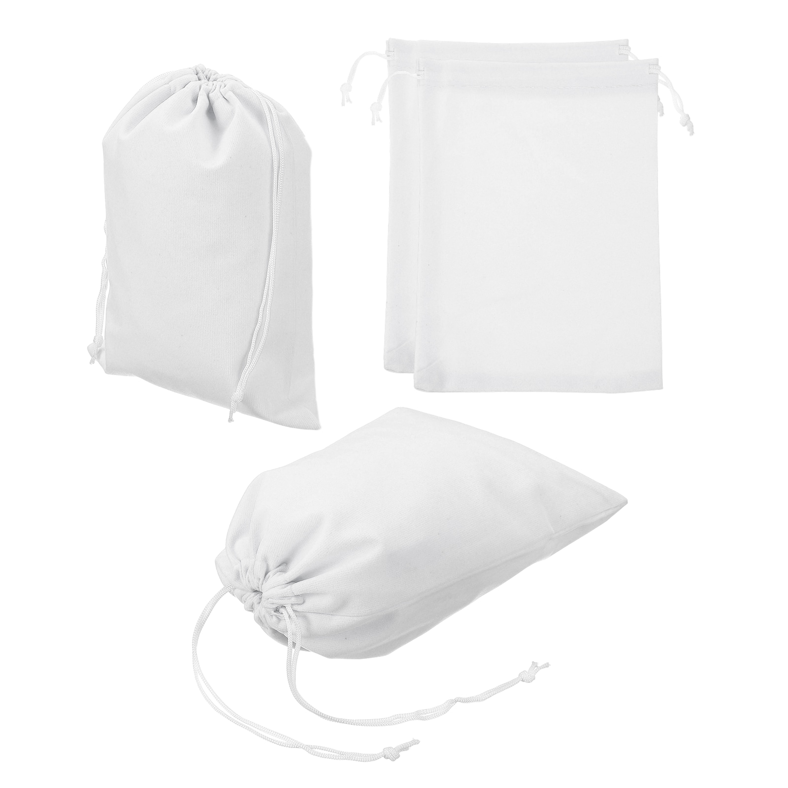 Unique Bargains 4pcs Velvet Drawstring Bag 5.1 x 7 Inch Jewelry Velvet Pouches Gift Bags for Wedding Party Favor Candy Jewelry Packaging Organizing Storage White #S26051100UX7319