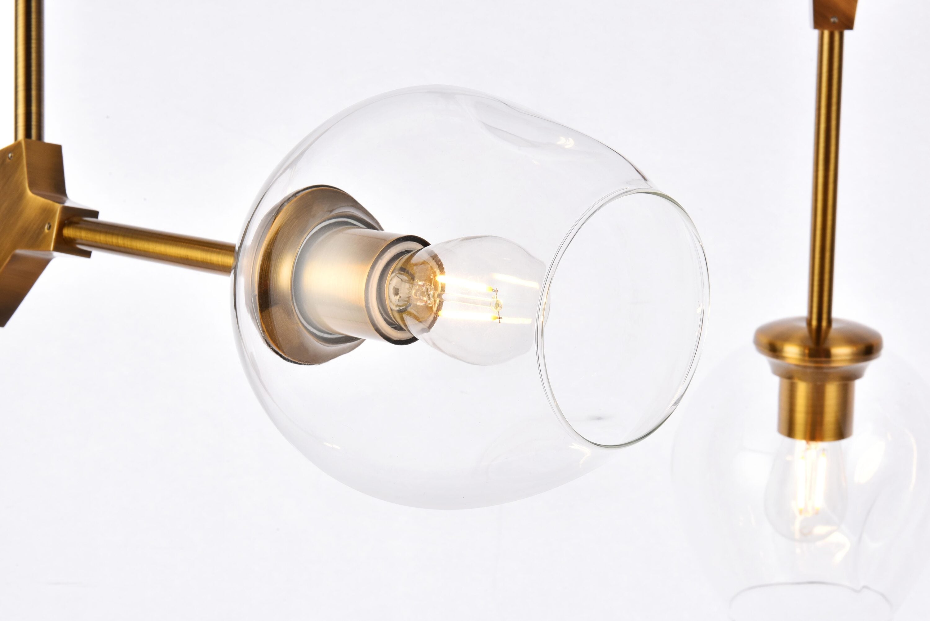 Cavoli Brass and Clear Glass 5-Light Chandelier