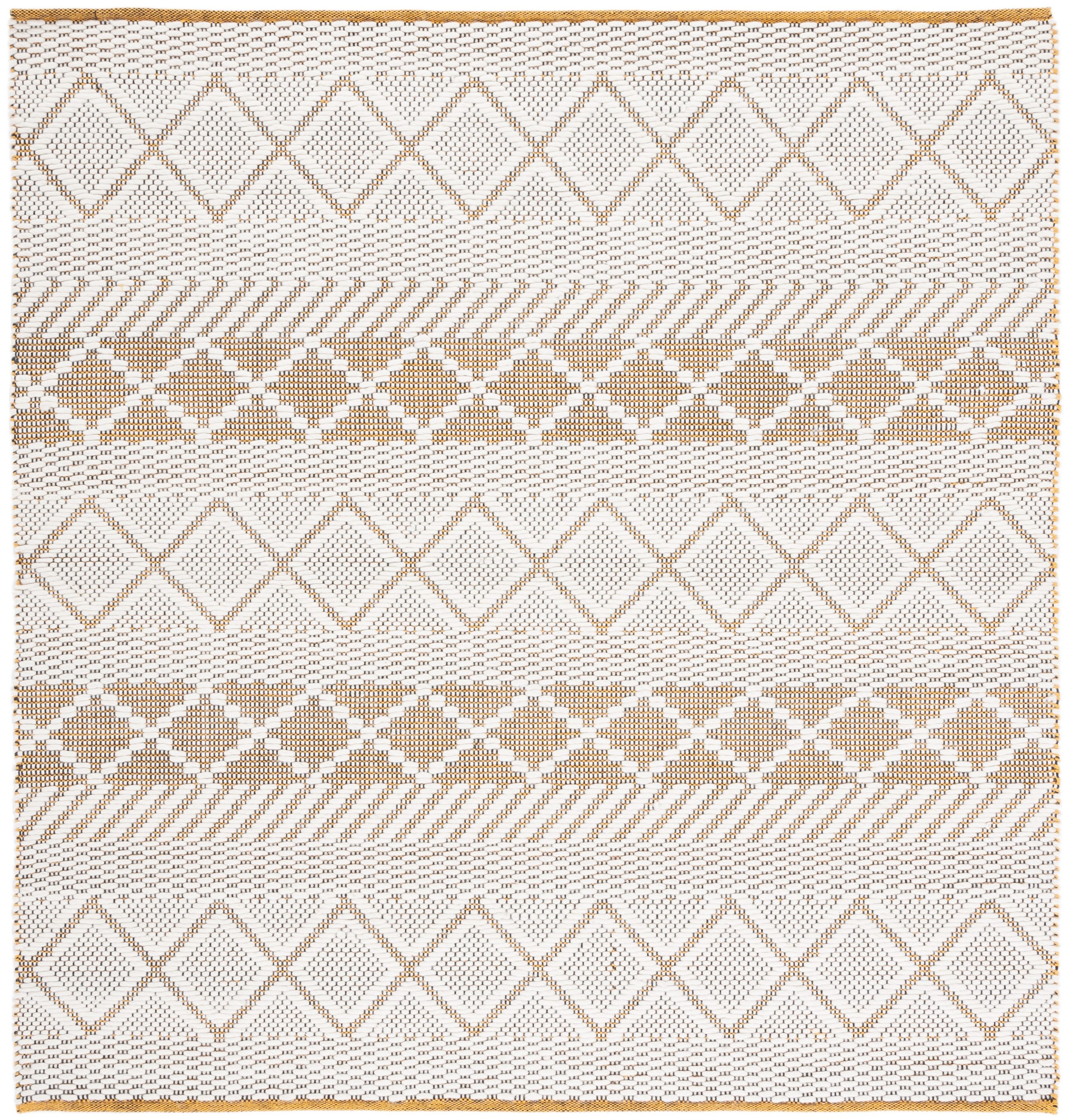 Safavieh NAT854C-6SQ Natura Anina 6 x 6 (ft) Wool Ivory/Yellow Square Indoor Geometric Bohemian/Eclectic Area rug