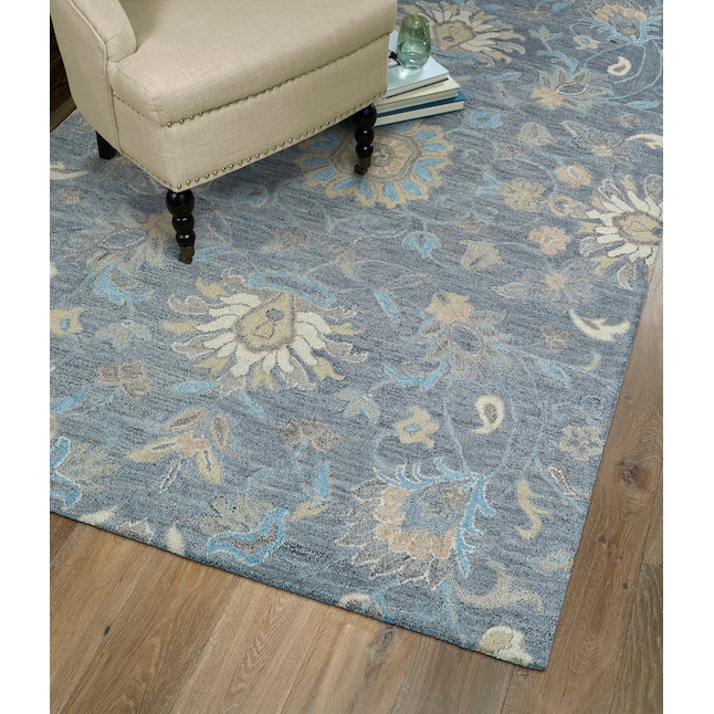 Kaleen Helena 8 x 10 Blue Indoor Damask Oriental Handcrafted Area Rug Kaleen Helena 8 x 10 Blue Indoor Damask Oriental Handcrafted Area Rug