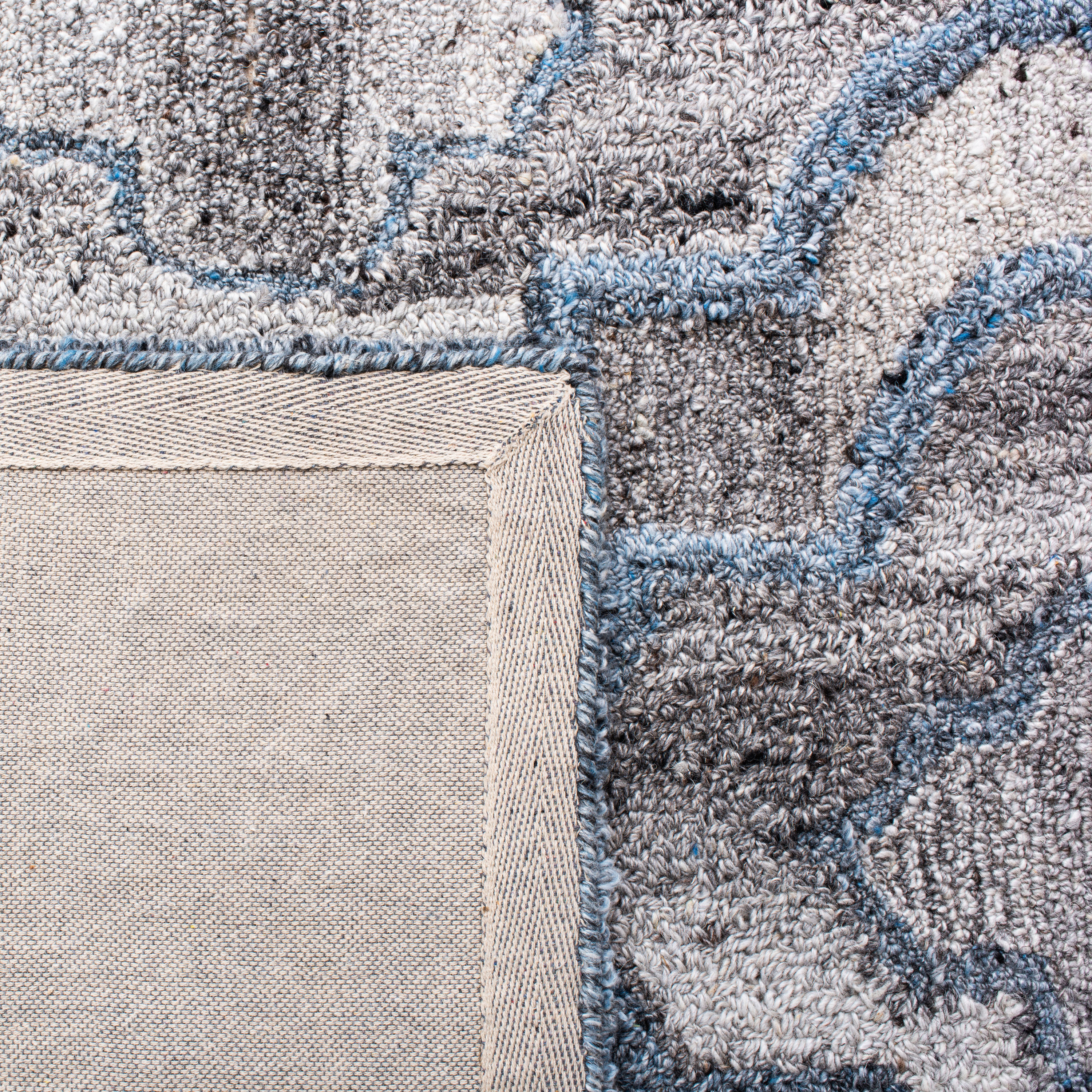 Handmade Blue and Gray Tufted Wool Abstract Area Rug