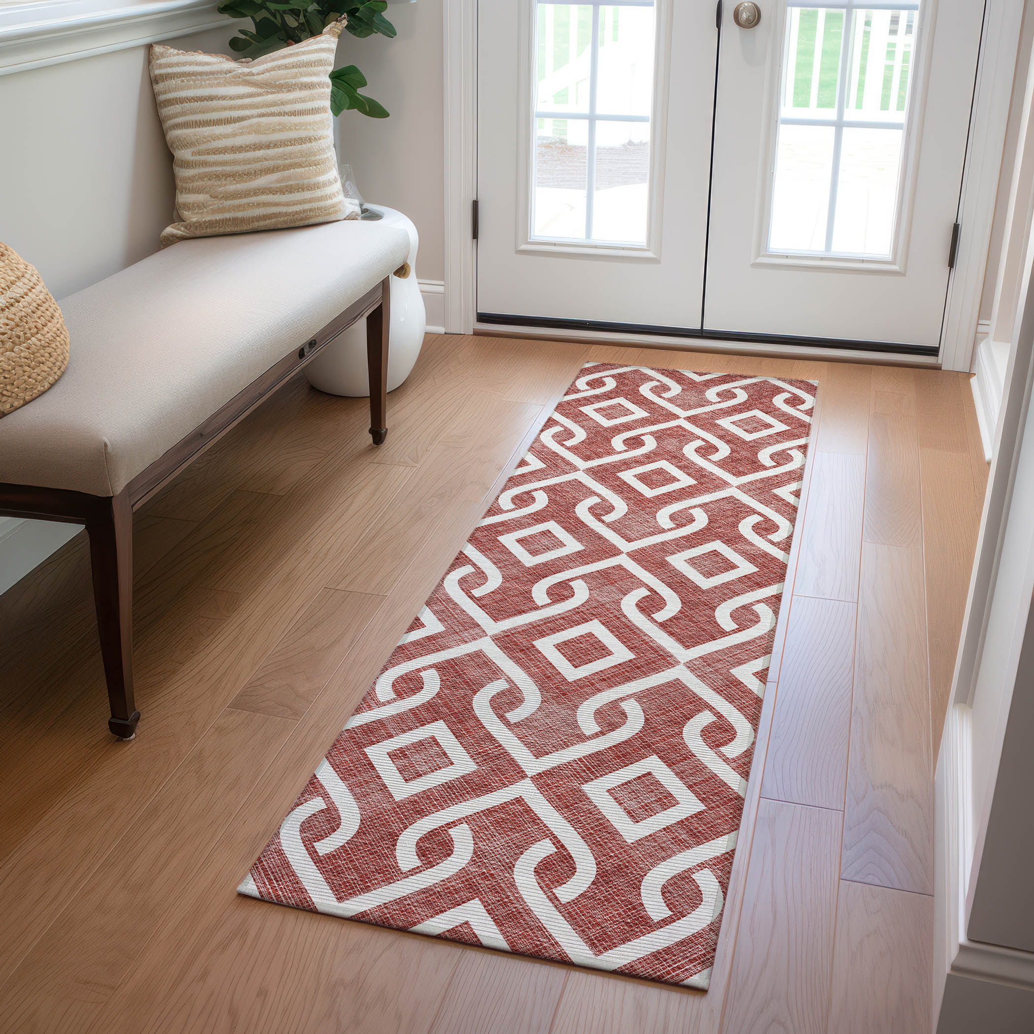 Addison Rugs ACN621BN2X8 Chantille ACN621BN 2 x 7 (ft) Polyester Burgundy Rectangular Indoor/Outdoor Abstract Machine washable Runner rug