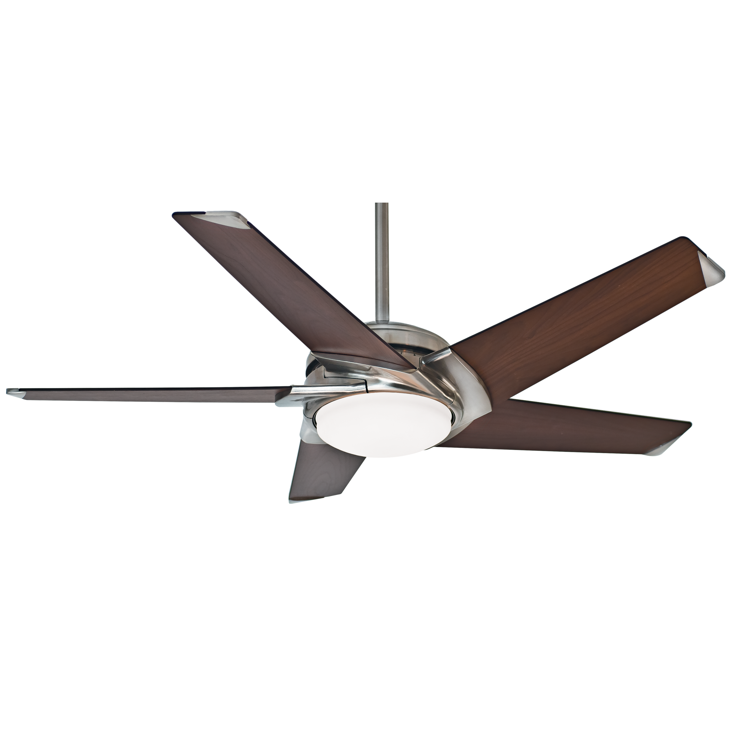Casablanca 59164 Stealth 54-in Integrated LED Brushed Nickel with Walnut Blades Ceiling Fan With Light and Remote ( 5 -Blade )