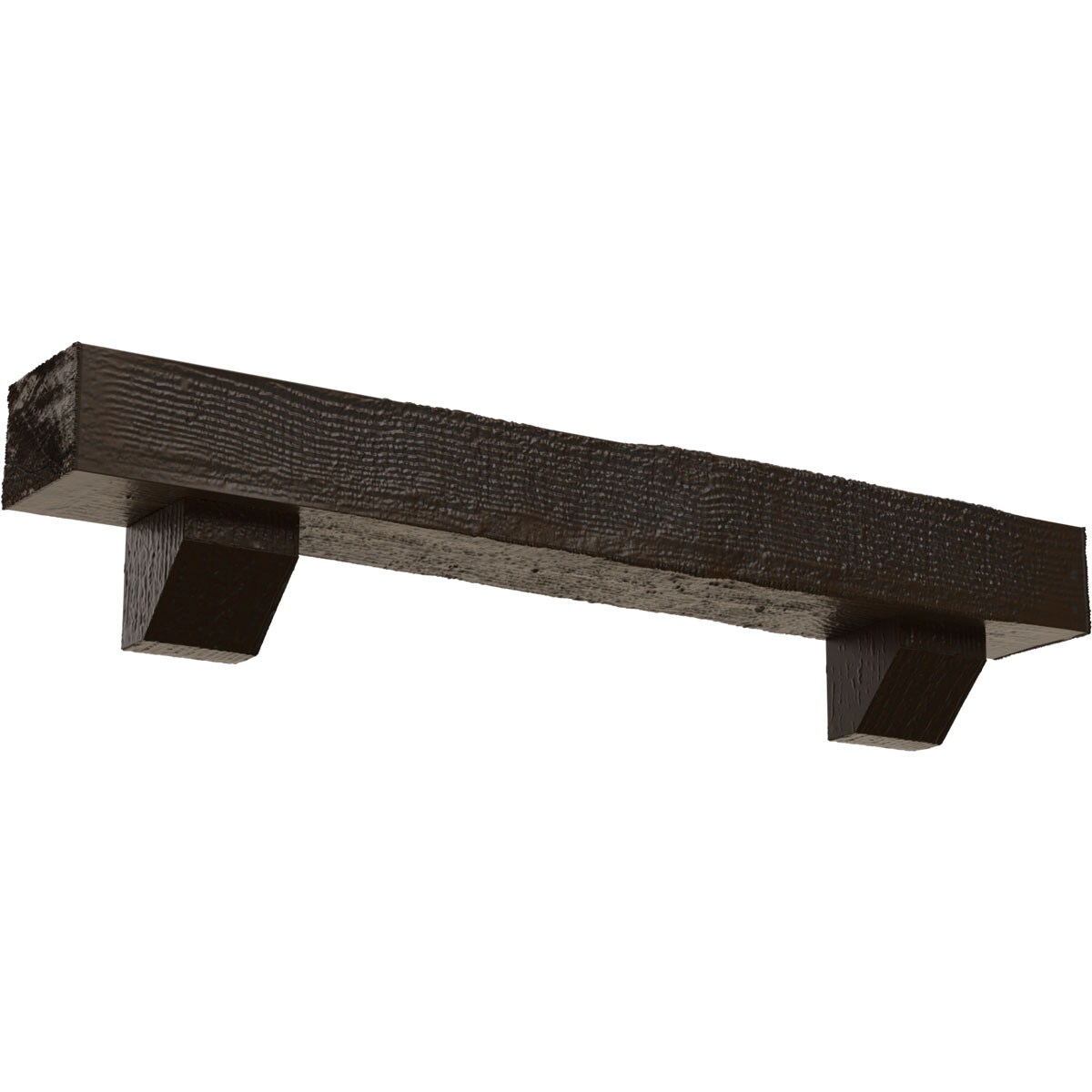 Ekena Millwork MANURS08X08X36ASBM 36-in W x 8-in H x 8-in D Mahogany (Burnished) Hollow Urethane Rustic Fireplace Mantel
