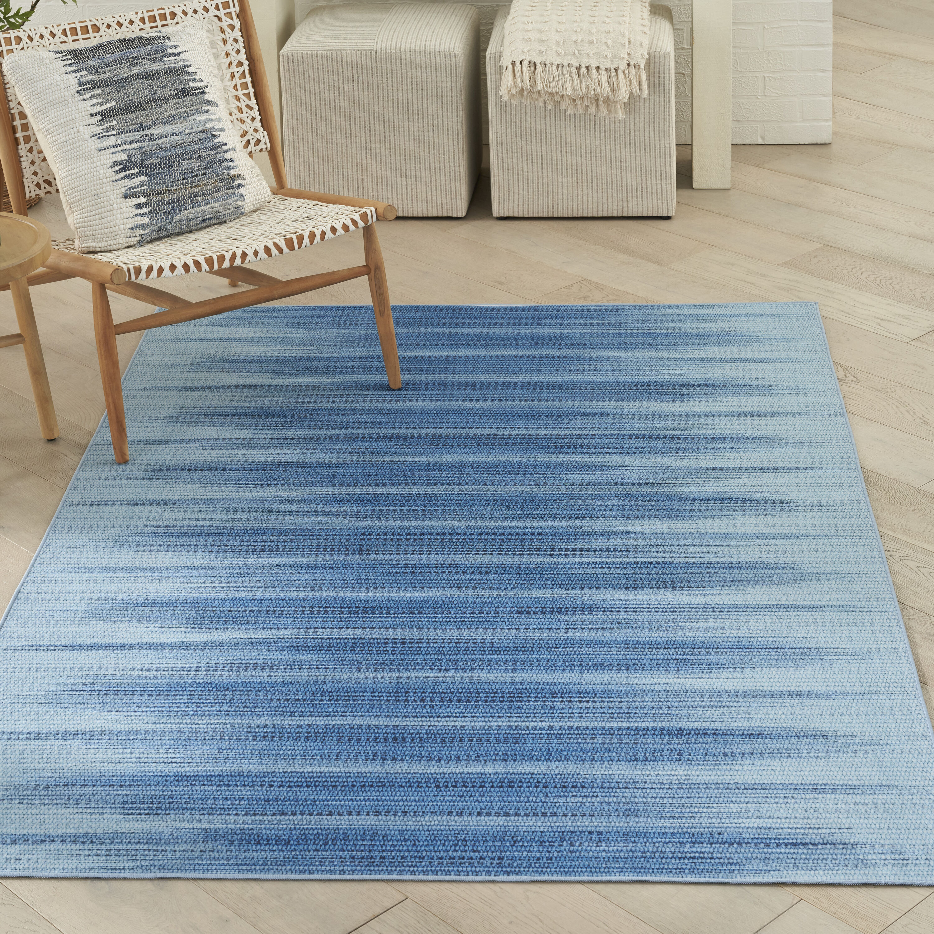 Nourison Home 099446931962 4 x 6 (ft) Polyester Blue Rectangular Indoor Abstract Area rug