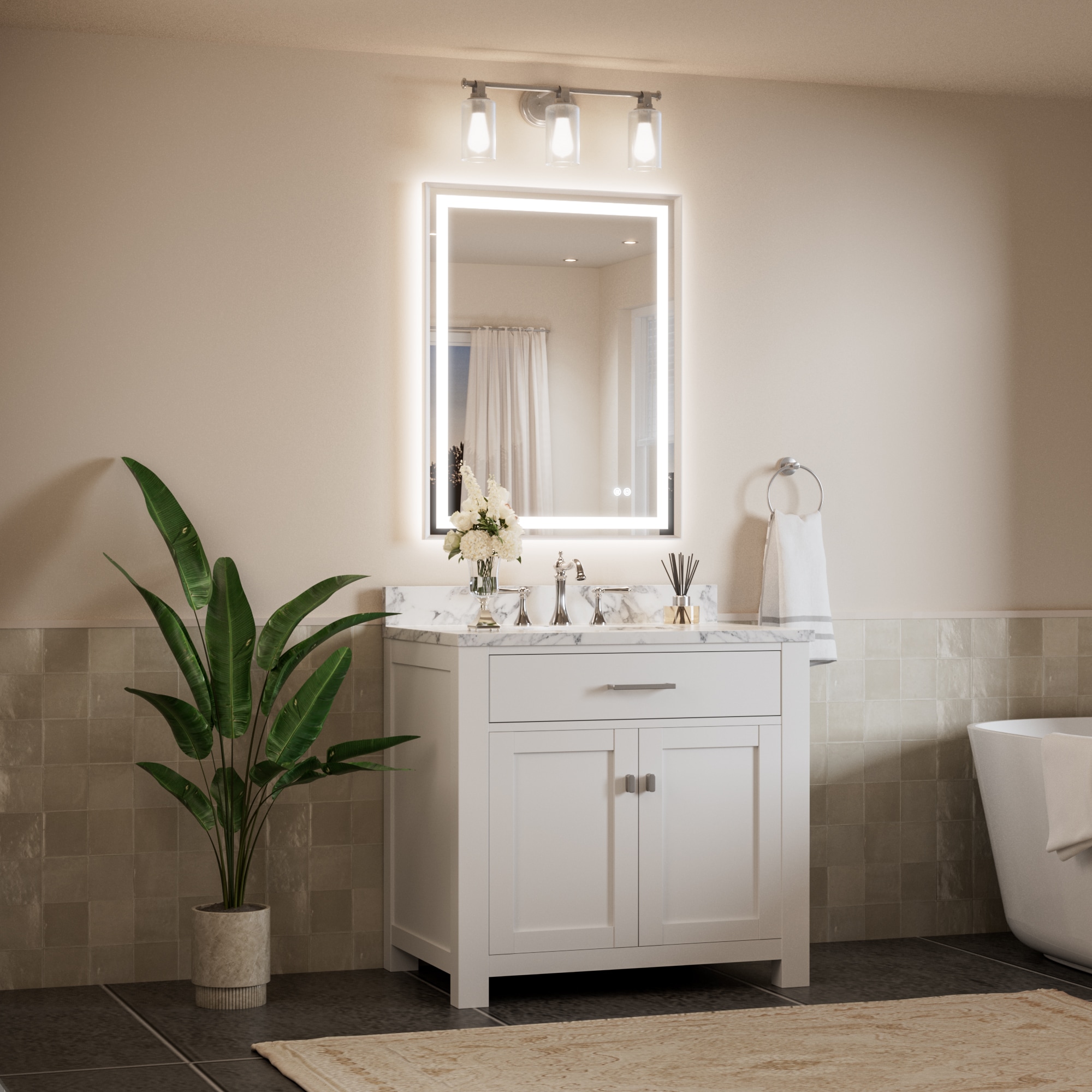 Keonjinn LW-BM66-7191-BN Framed-Bath-Mirrors - View #2