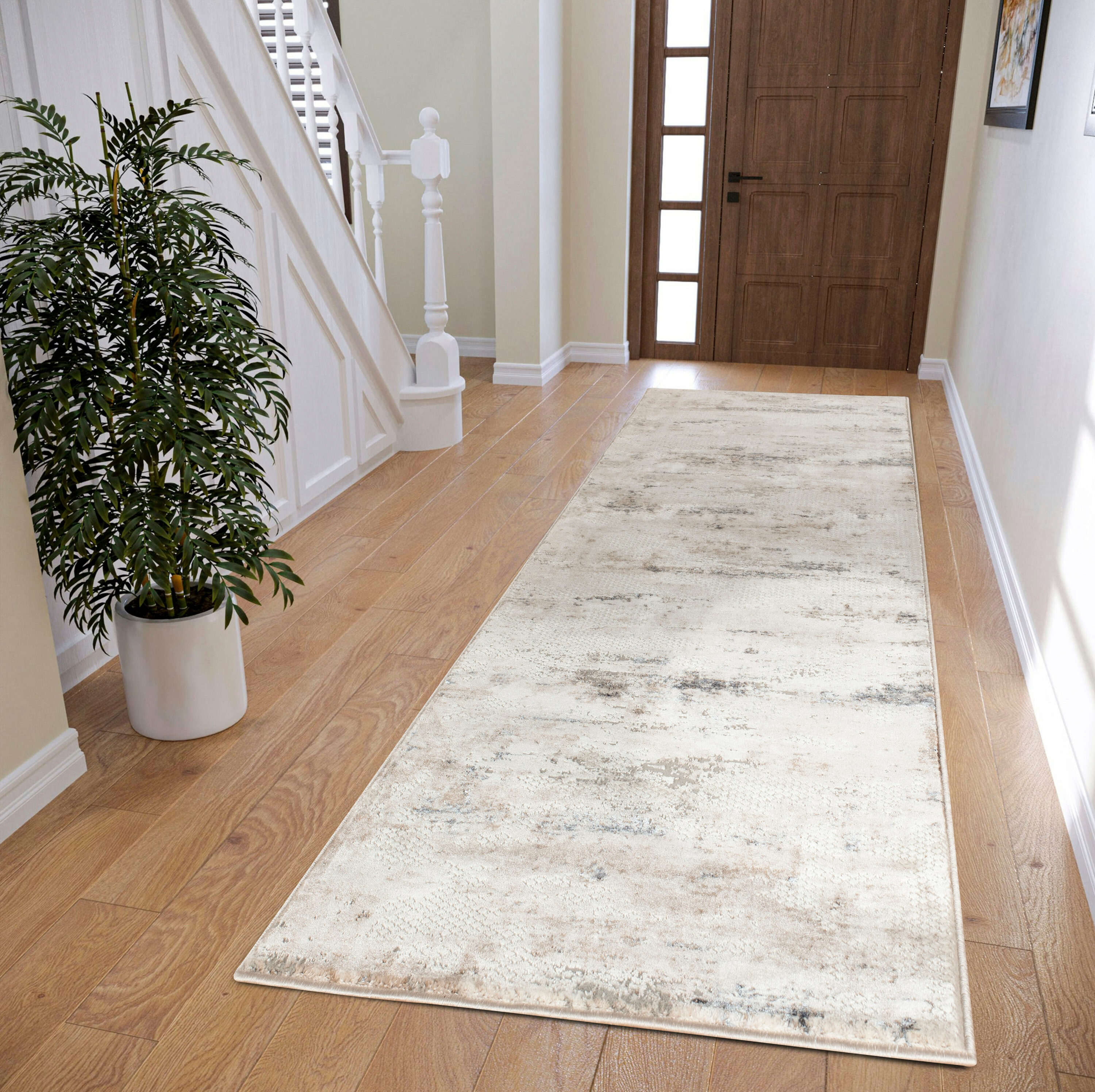 MDA Rugs OM0728 Omari 2 x 8 (ft) Polypropylene Cream Rectangular Indoor Abstract Area rug