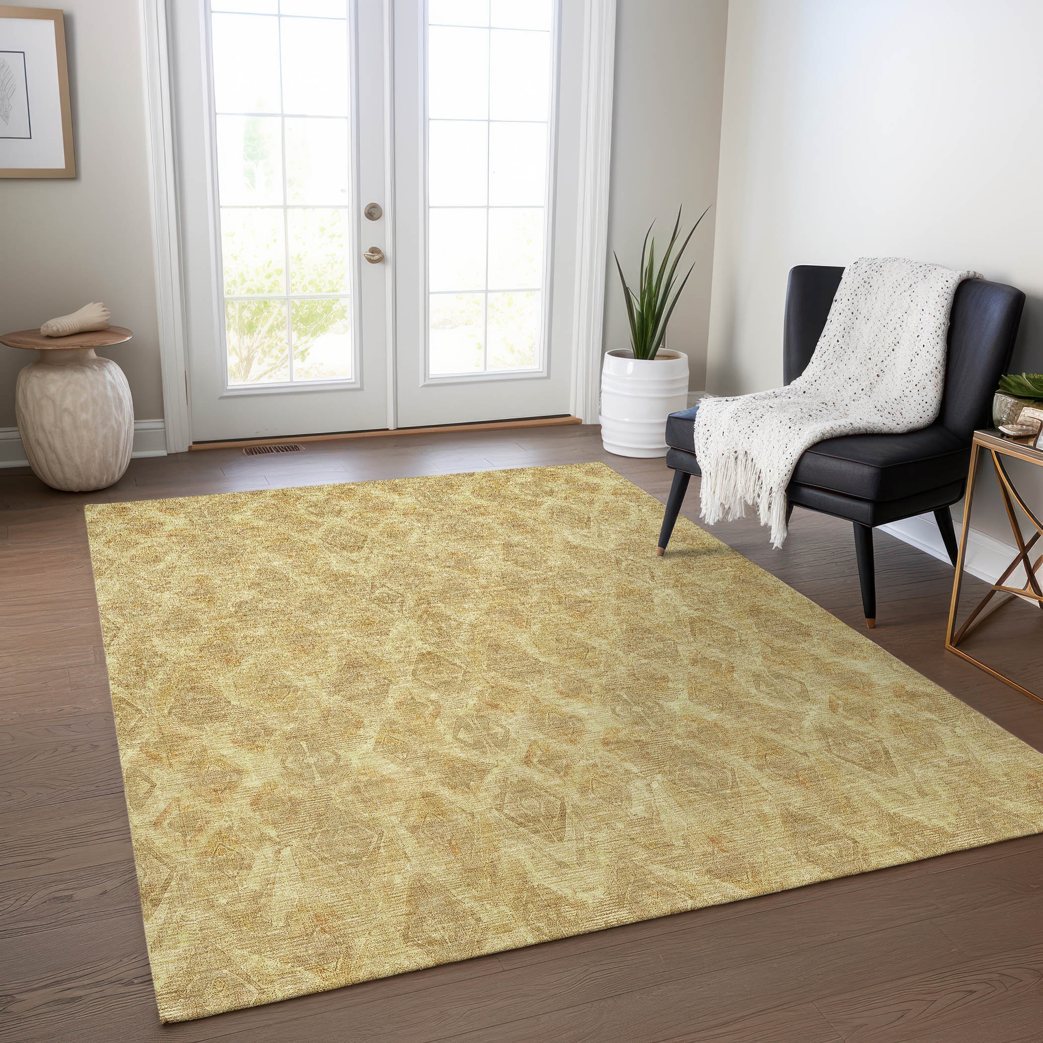 Addison Rugs ACN622GO5X8 Chantille ACN622GO 5 x 7 (ft) Polyester Gold Rectangular Indoor/Outdoor Geometric Machine washable Area rug