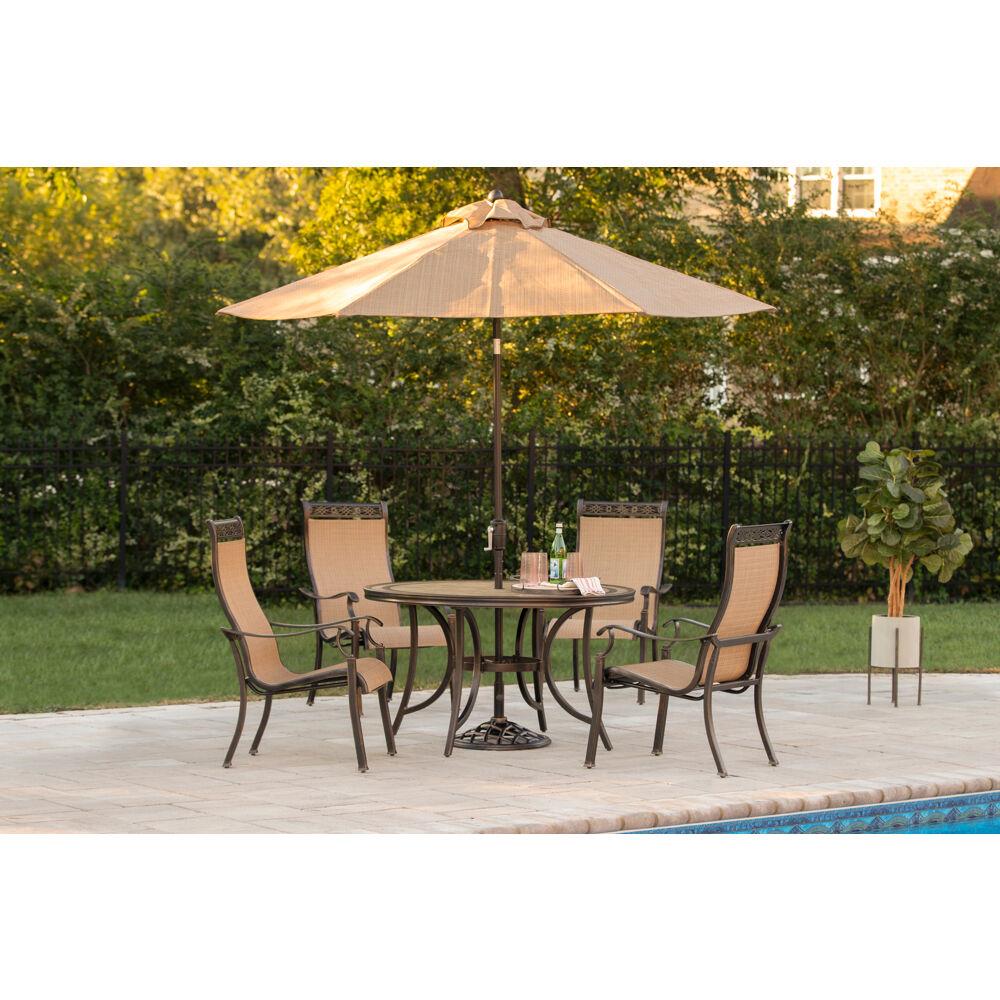 Hanover Monaco 5-Piece Bronze Patio Dining Set with Tan at Lowes.com