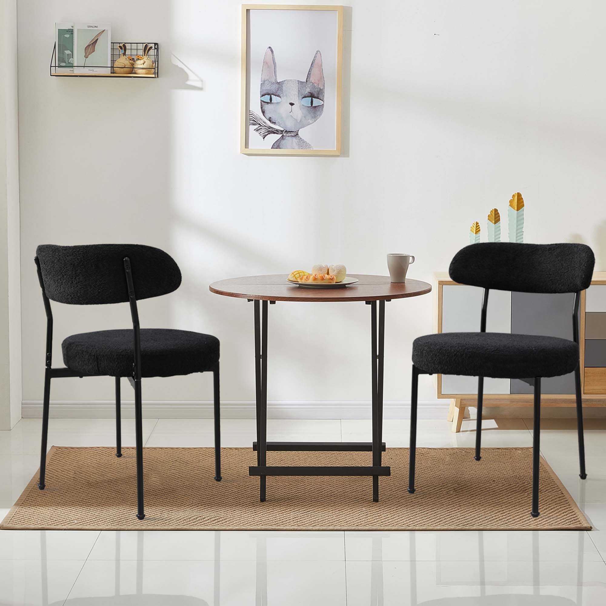 Fun Orange FUN25YZ11 Contemporary/Modern Boucle Upholstered Dining Side Chair (Metal Frame)