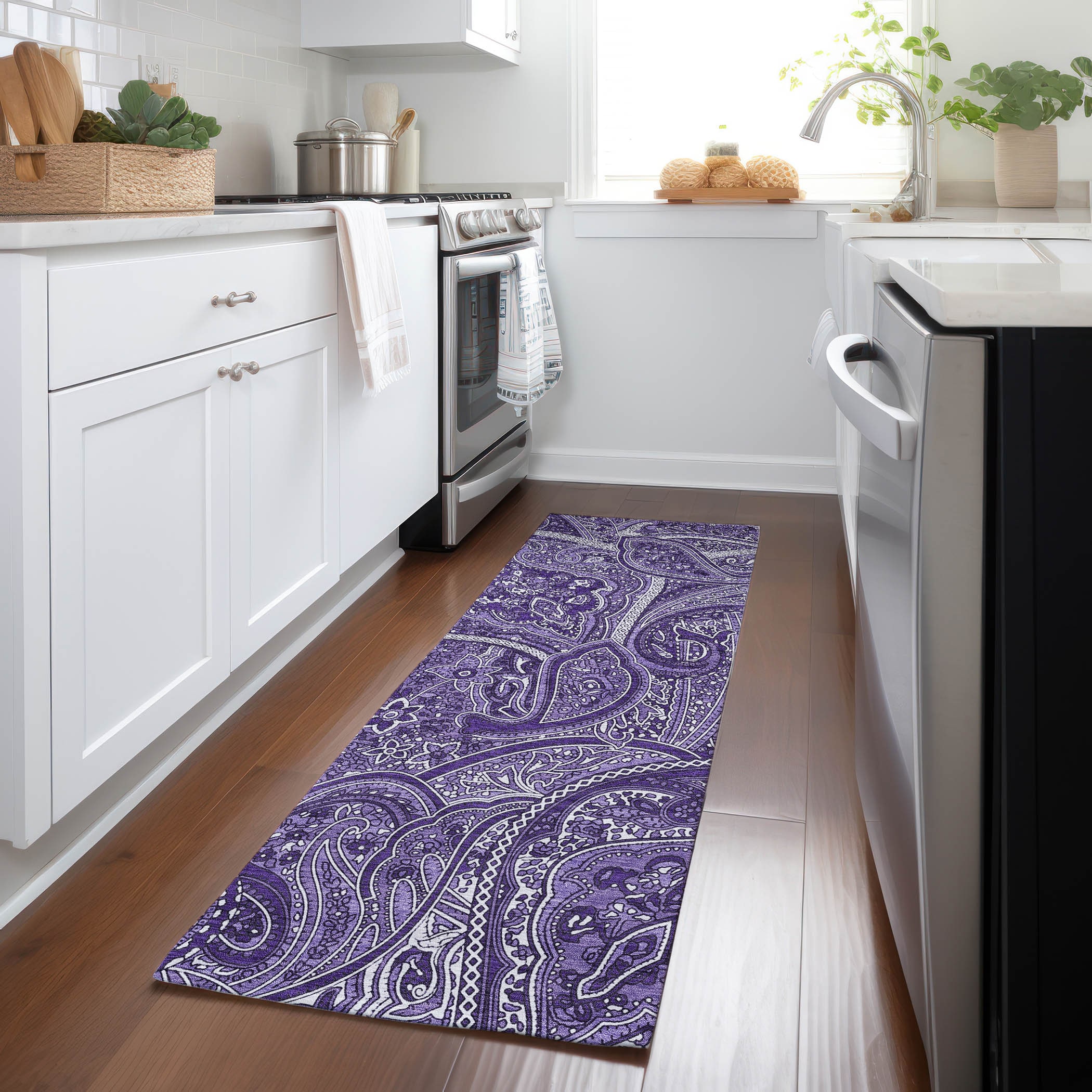 Addison Rugs ACN623PP2X8 Chantille ACN623PP 2 x 7 (ft) Polyester Purple Rectangular Indoor/Outdoor Geometric Machine washable Runner rug