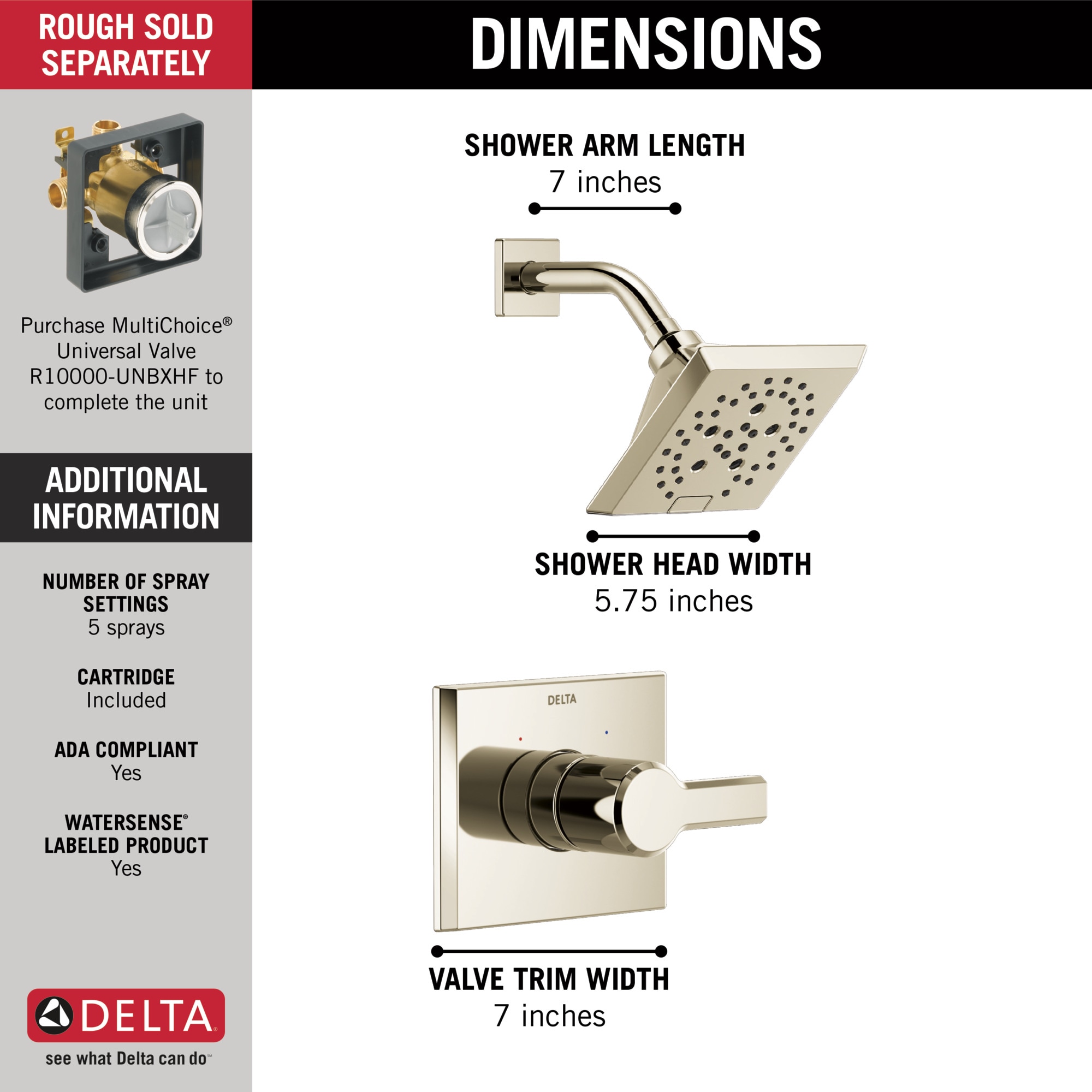 Delta T14299-PN-PR Tub-Shower-Faucets - View #3