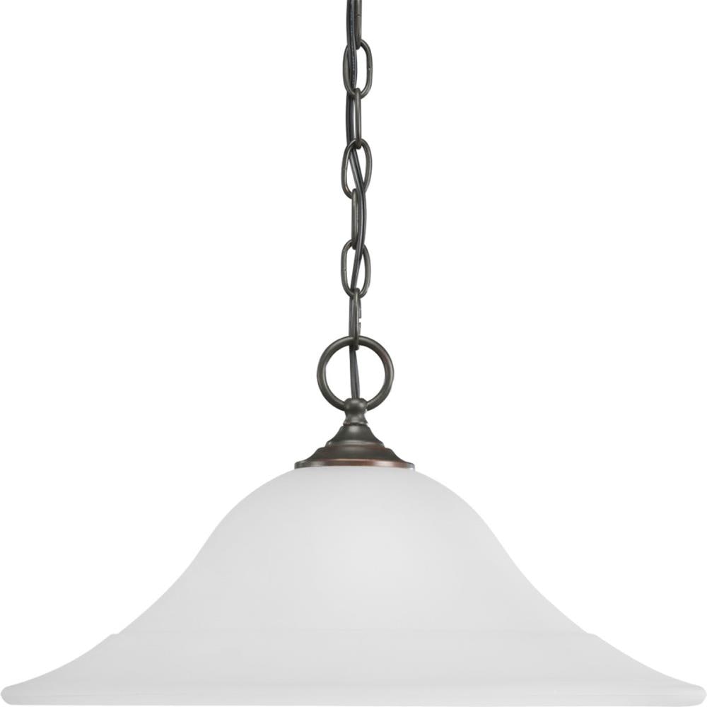 Progress Lighting P5095-20 Trinity 1 -Light Antique Bronze Transitional Etched glass Bell Medium Hanging Pendant light