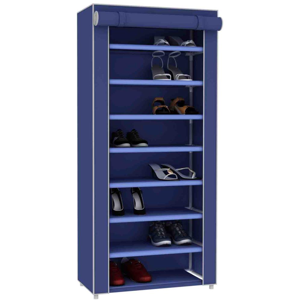 NewHome 9-Tier Shoe Rack Vertical Shoe Organizer Free Standing Storage Shelf in Blue