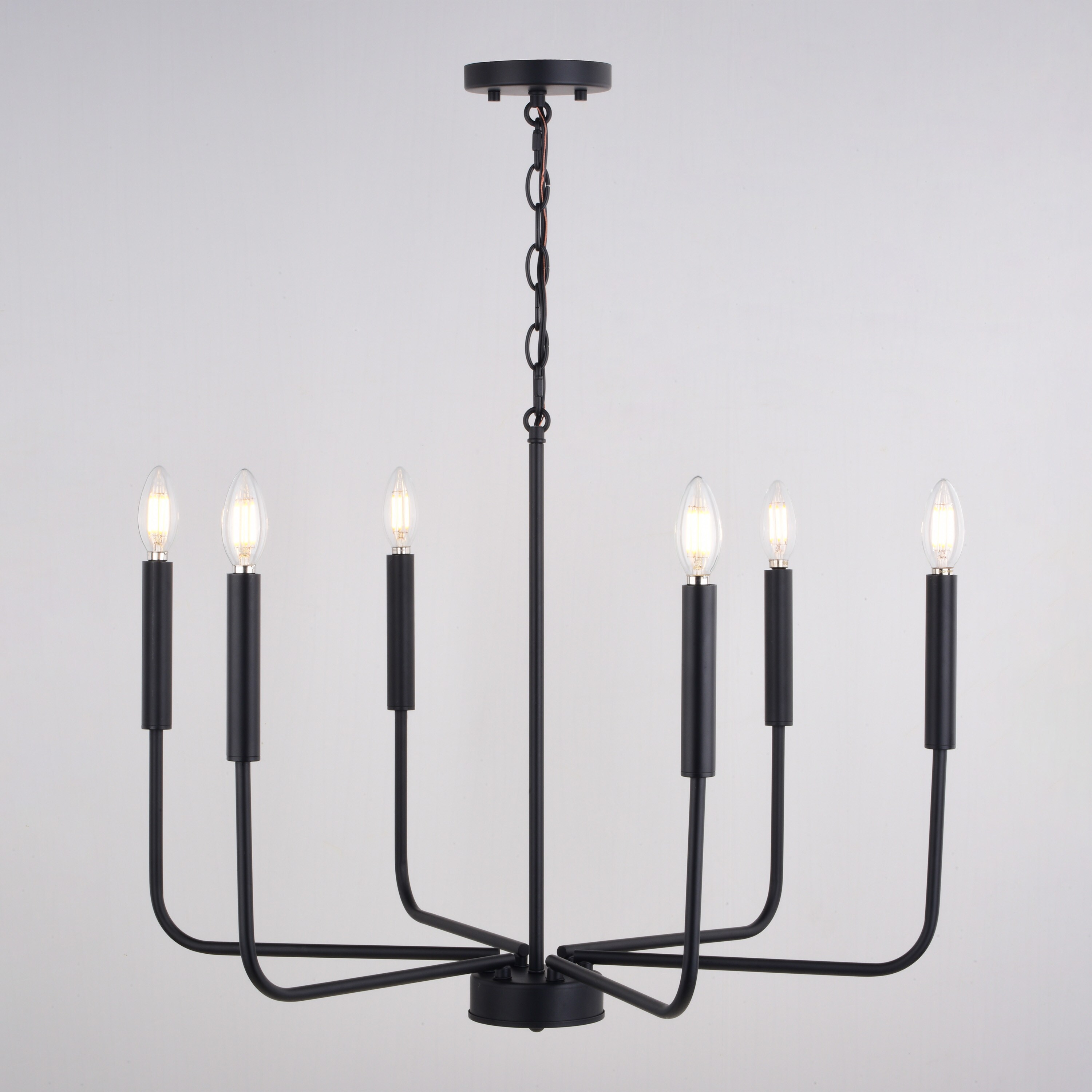 Belden 26" Black Metal 6-Light Candelabra Chandelier