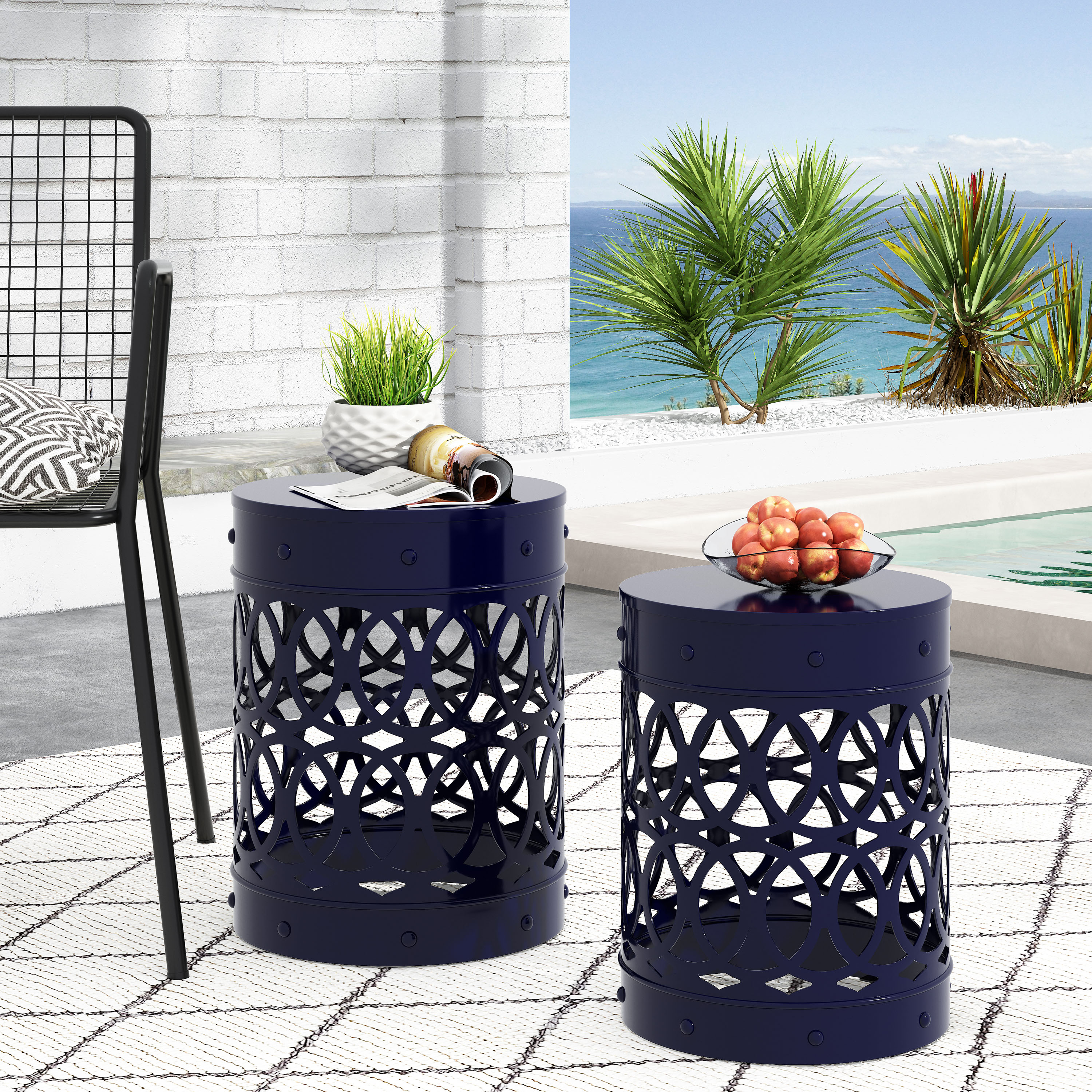 Best Selling Home Decor 317040 Mellie Round Outdoor End Table 13.75-in W x 13.75-in L
