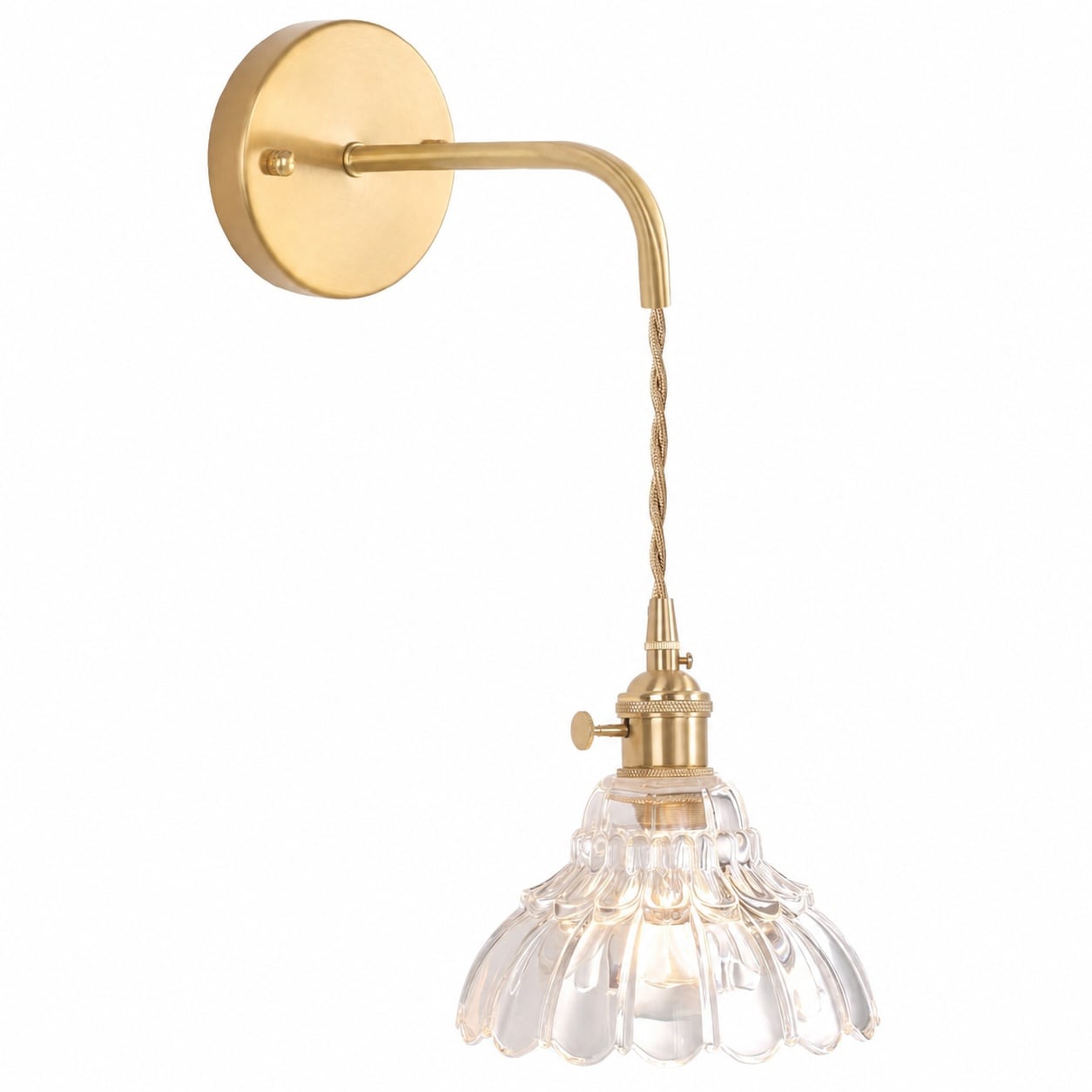Aoibox Vintage Gold Wall Sconce with Lily of the Valley Glass Shade and ...