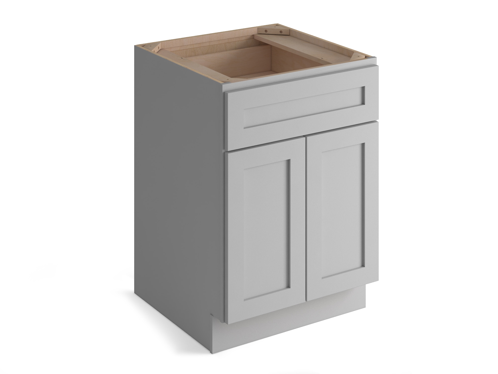 Valleywood Cabinetry Proper Gray 24-in W x 34.5-in H x 24-in D Proper Gray Birch 3-Drawer Base Ready To Assemble Plywood Cabinet (Flat Panel Style)