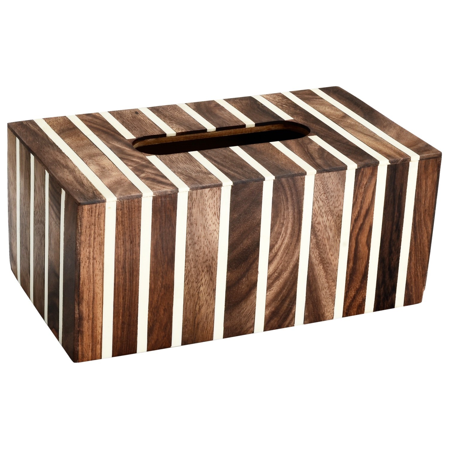 Mascot Hardware TBX009 Striped Wooden Wood Facial tissue holder