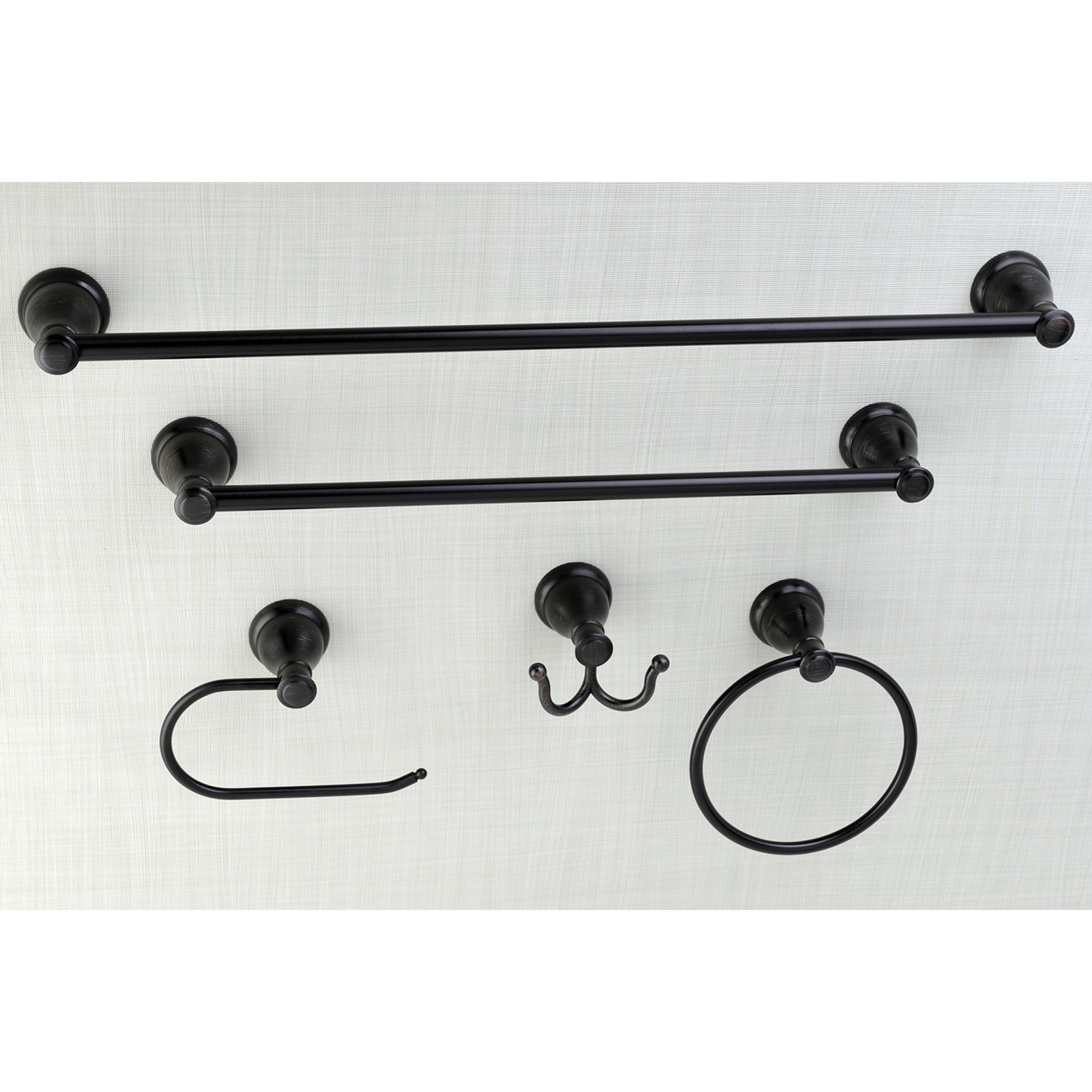 Kingston Brass WLBAHK50124785 5 -Piece Mesa Verde Oil Rubbed Bronze Decorative Bathroom Hardware Set Towel Bar, Toilet Paper Holder, Towel Ring ,Robe Hook Included