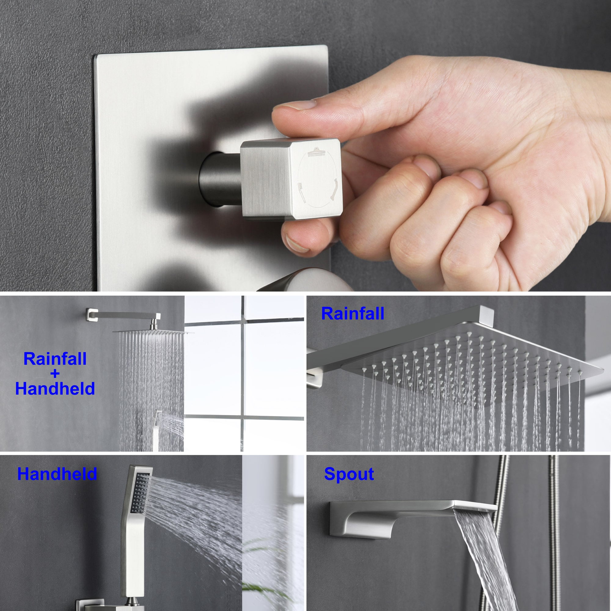 WELLFOR SPA-88016BN-10 Showerhead-Bar-Panels - View #4