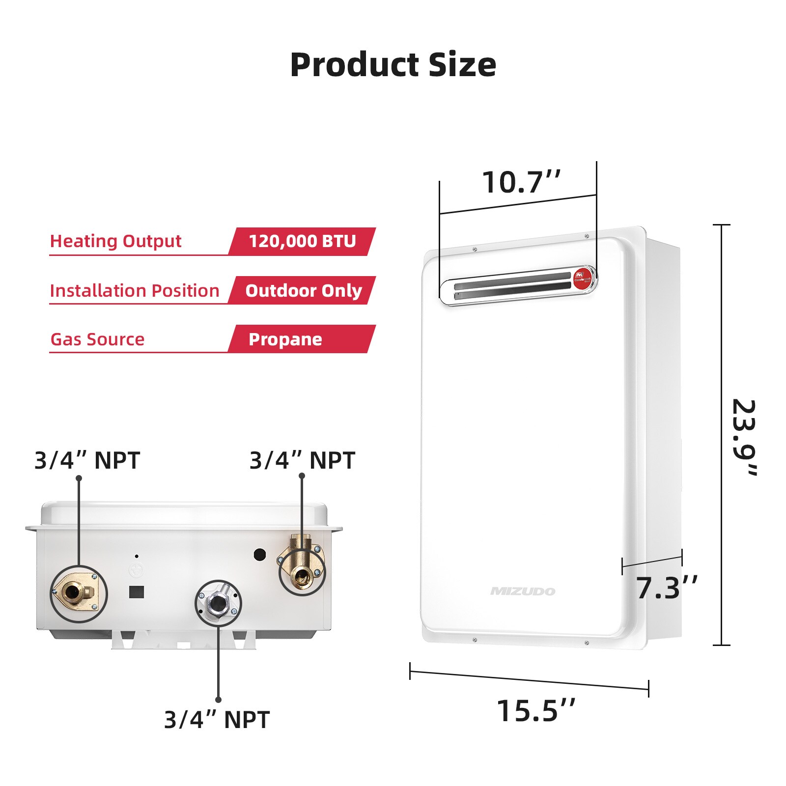 Mizudo FDG-CS120SBW-LP Gas-Water-Heaters - View #2