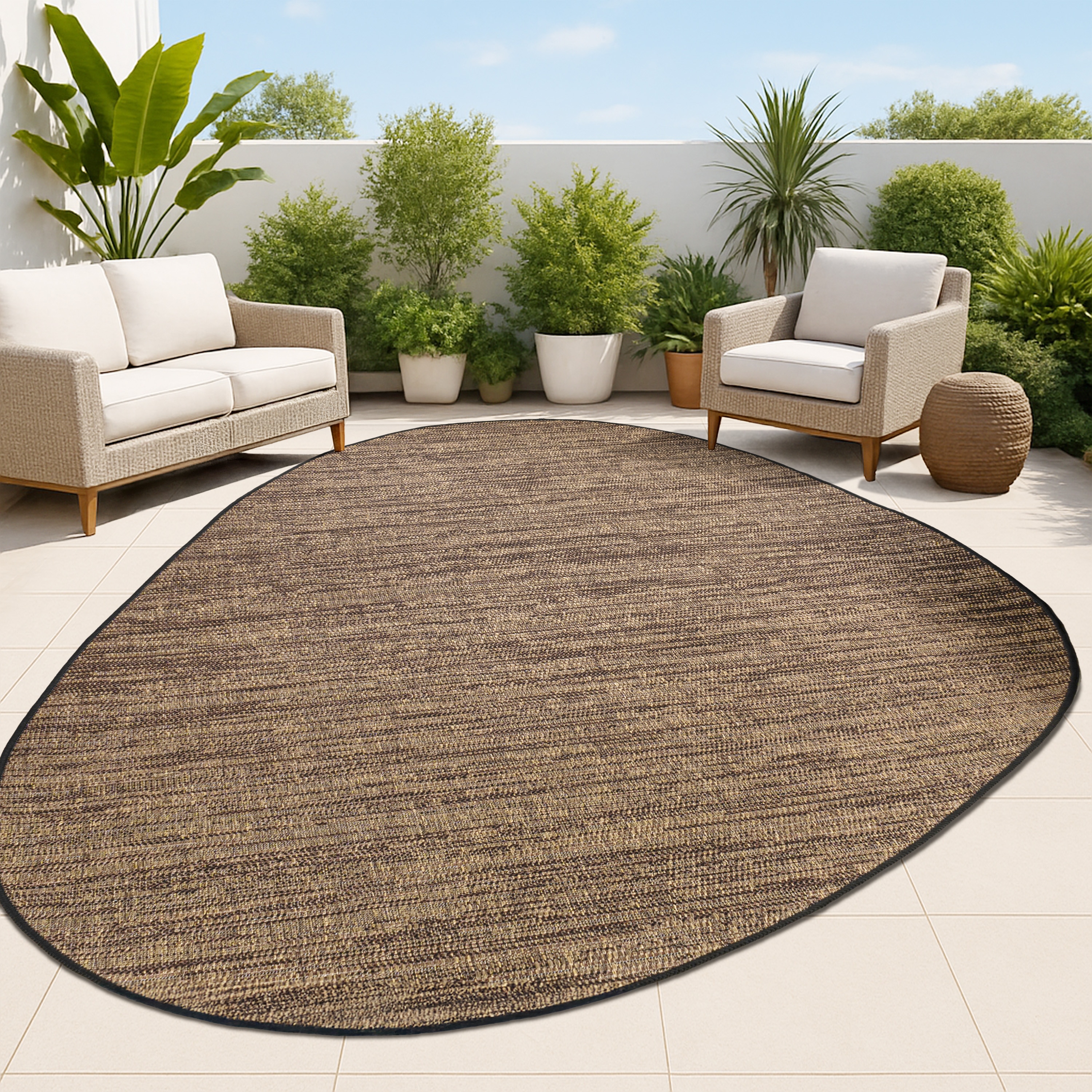 JONATHAN  Y SHP202A-4 SHAPES Callan Rustic 4 x 6 (ft) Loomed Brown/Black Rectangular Indoor/Outdoor Abstract Coastal Pet Friendly Area rug