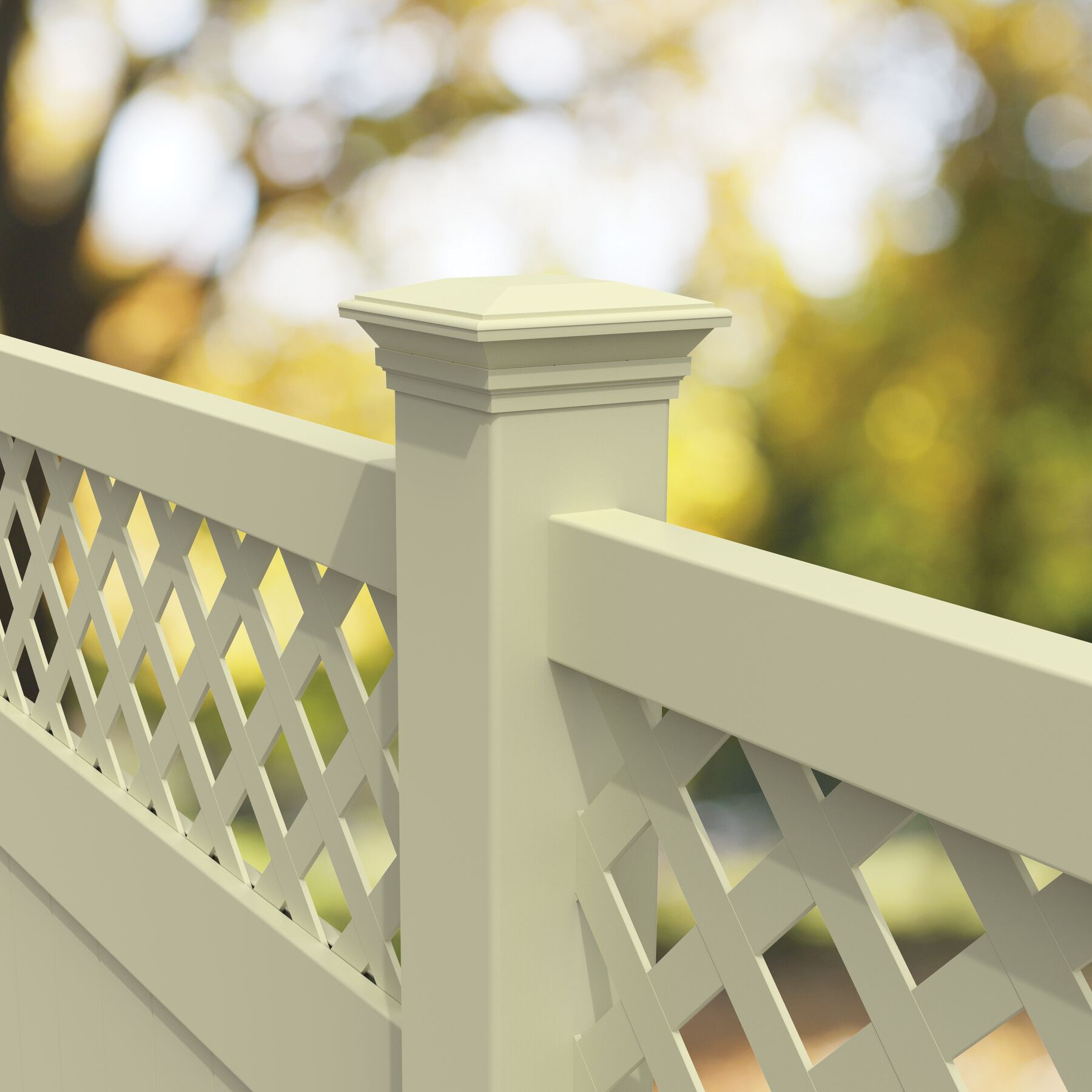 Off-White Vinyl Contemporary Fence Post Cap