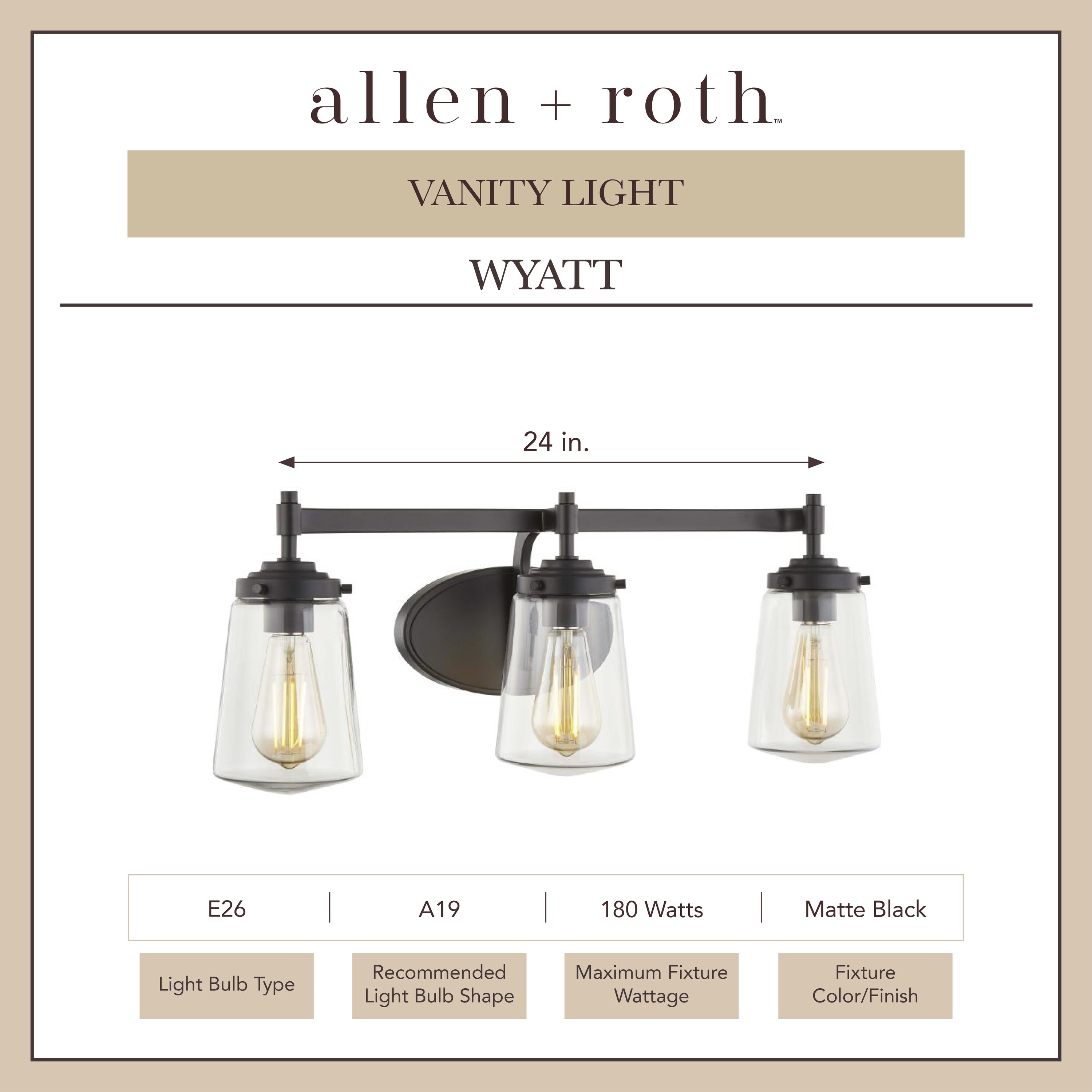 Allen + roth hotsell Wyatt 3-Light Chrome Farmhouse Vanity Light