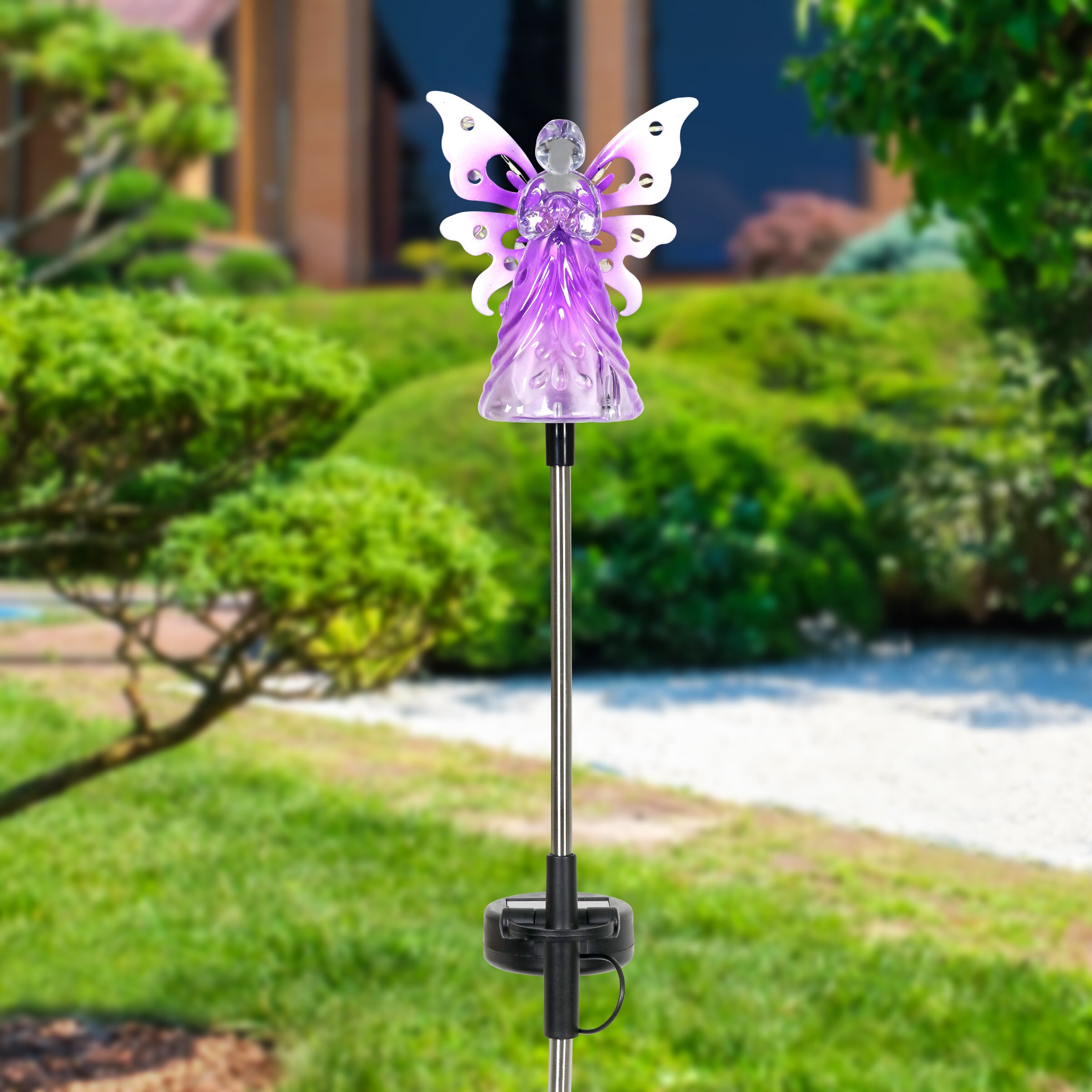 Purple Acrylic Angel with LED Lights Garden Stake