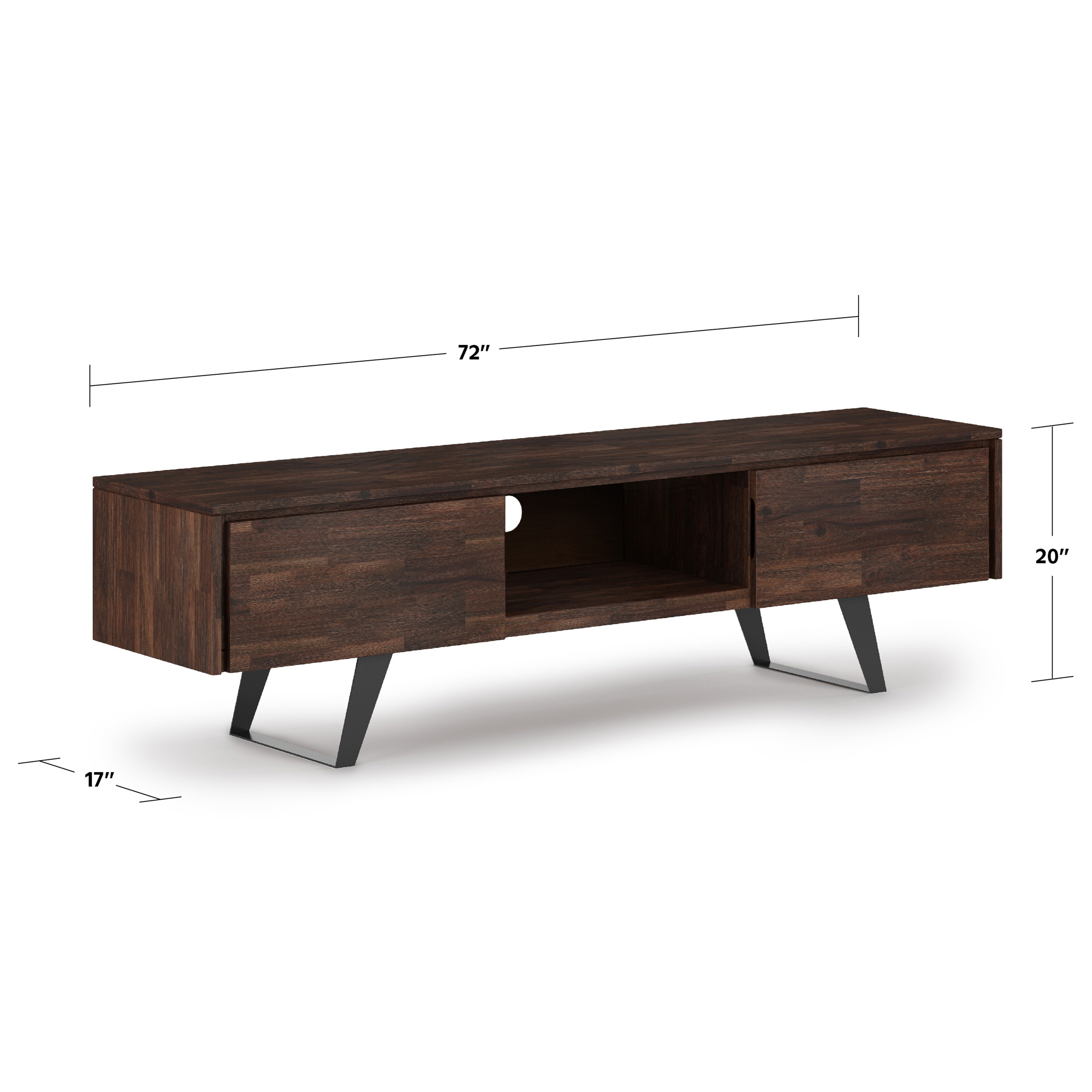 Lowry 72 Inch Distressed Charcoal Brown Acacia TV Media Stand