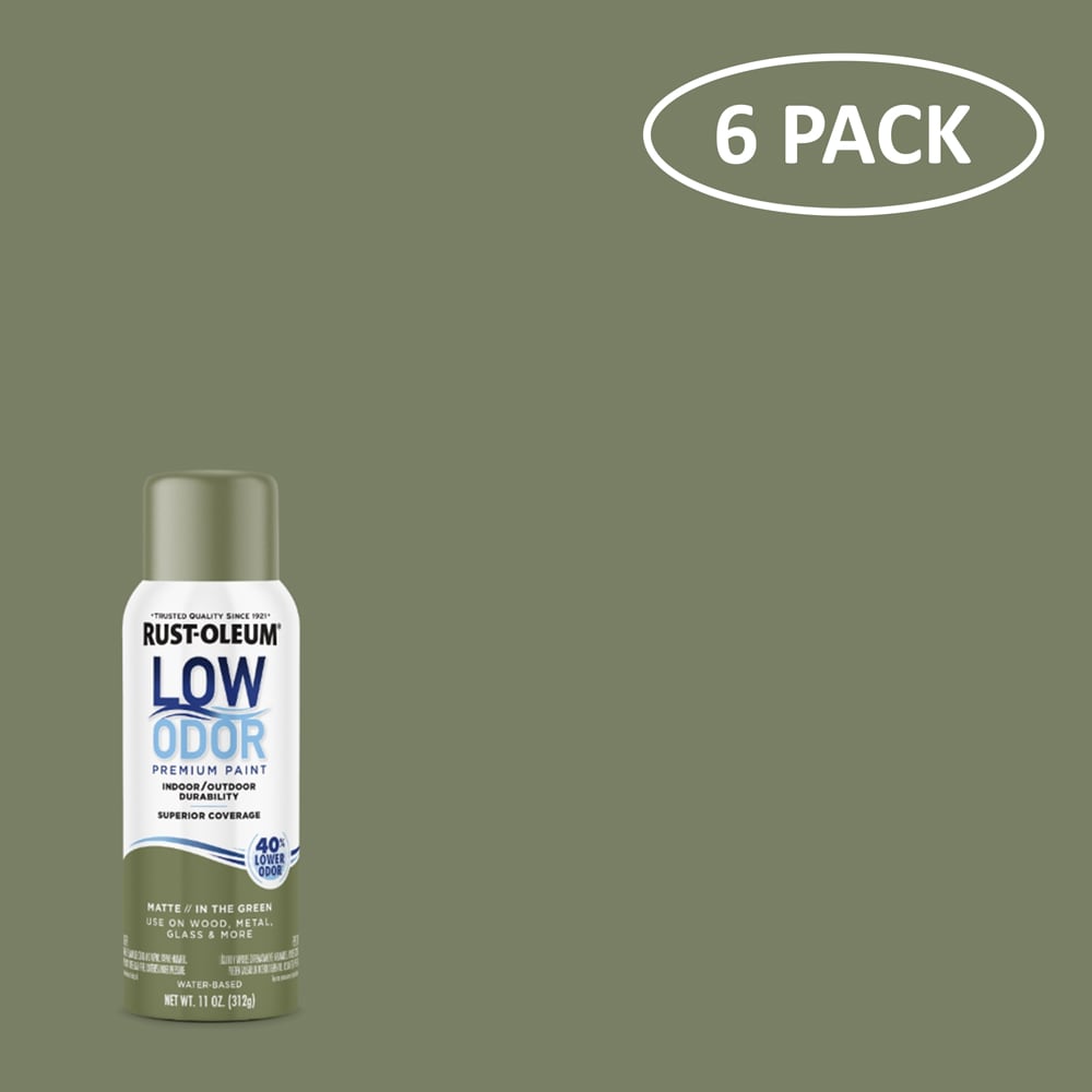 Rust-Oleum 388282SOS Low Odor 6 -Pack Matte In the Green Spray paint ( NET WT. 11-oz )