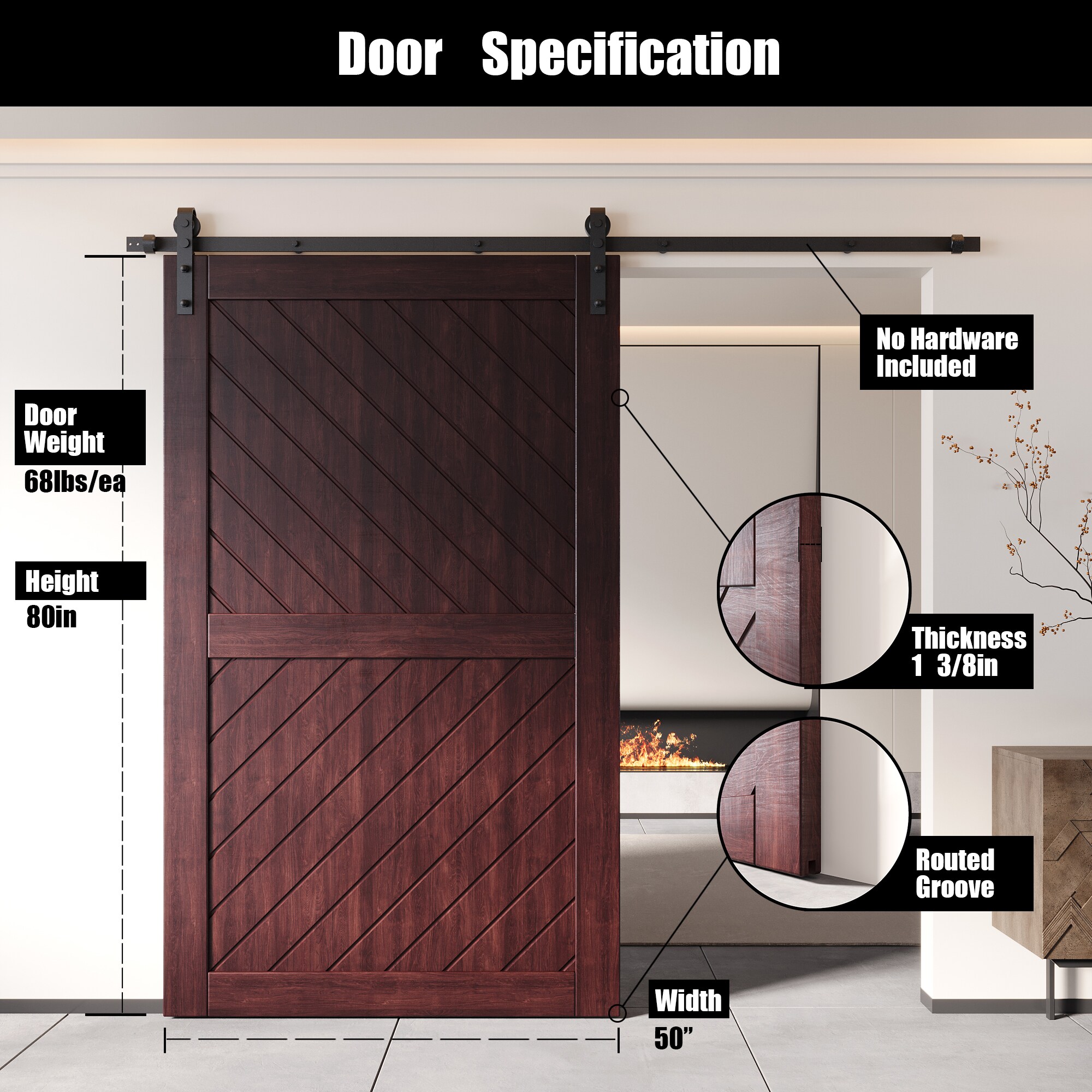 HOMACER XT4-5080-RD Barn-Doors - View #2