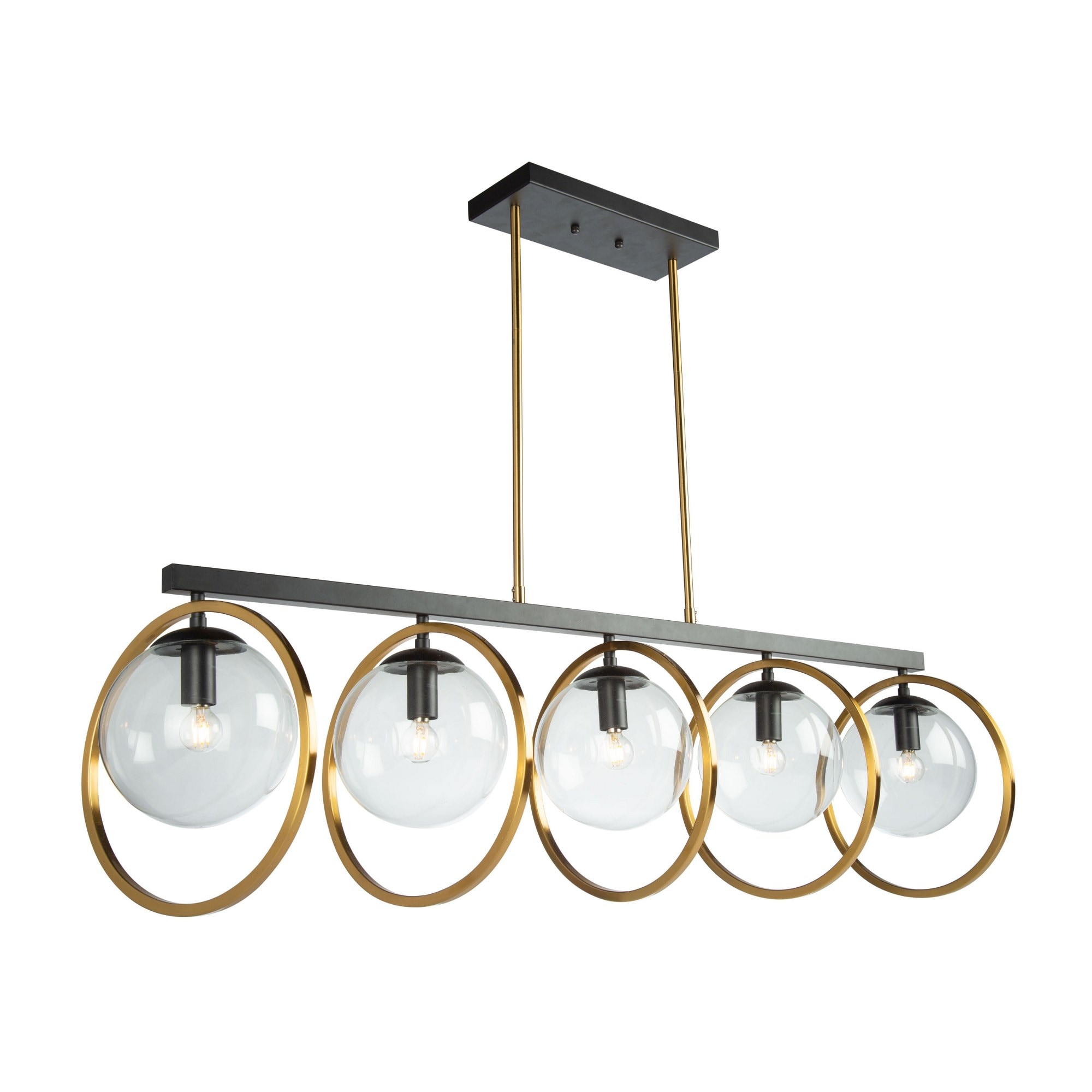 ARTCRAFT Lugano 5 - Light - Black/Vintage Brass / Brass Glass / Metal Chandelier