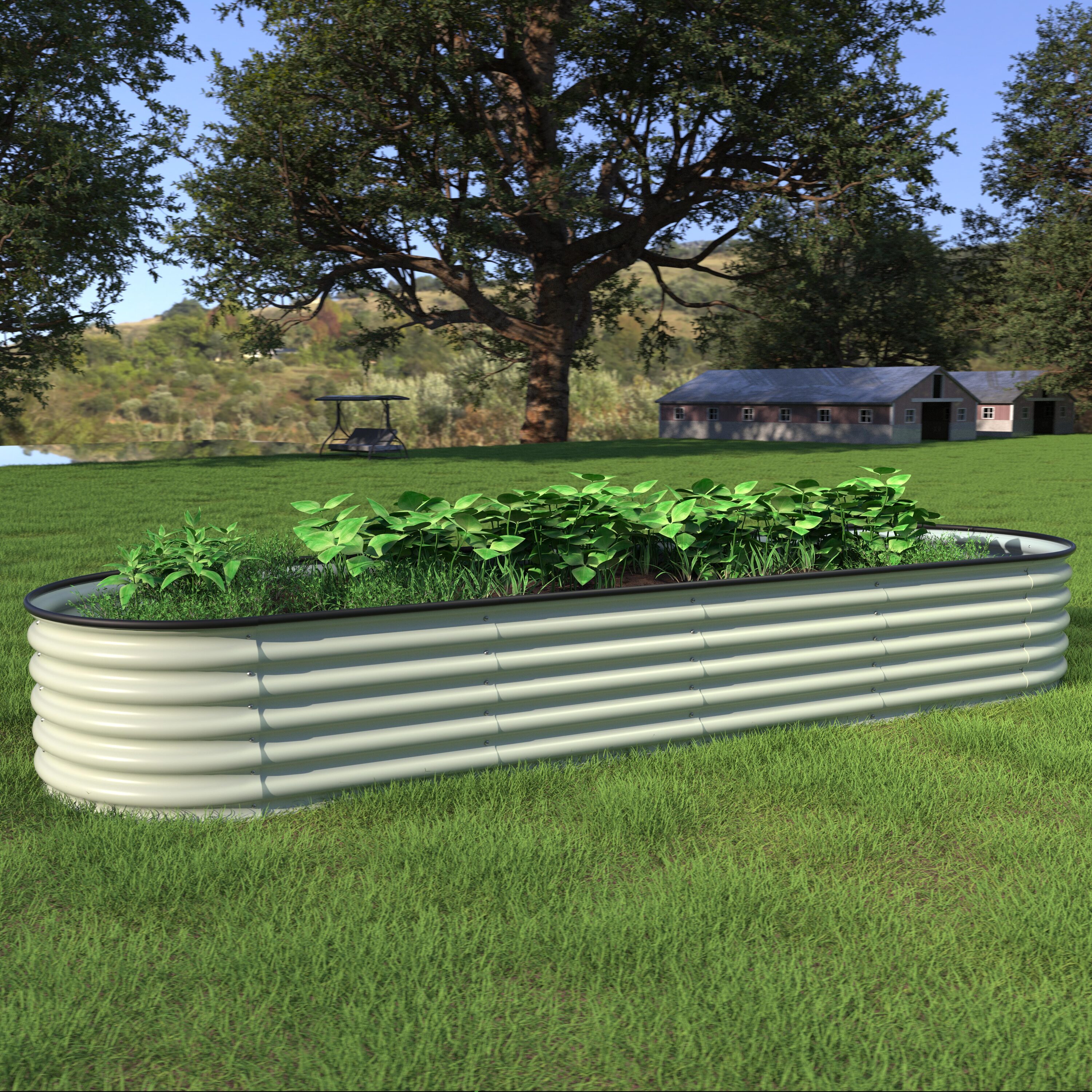 VEIKOUS PG0102-63-02GE 12.8-cu ft 24-in W x 96-in L x 17-in H Off-White Metal Raised Garden Bed
