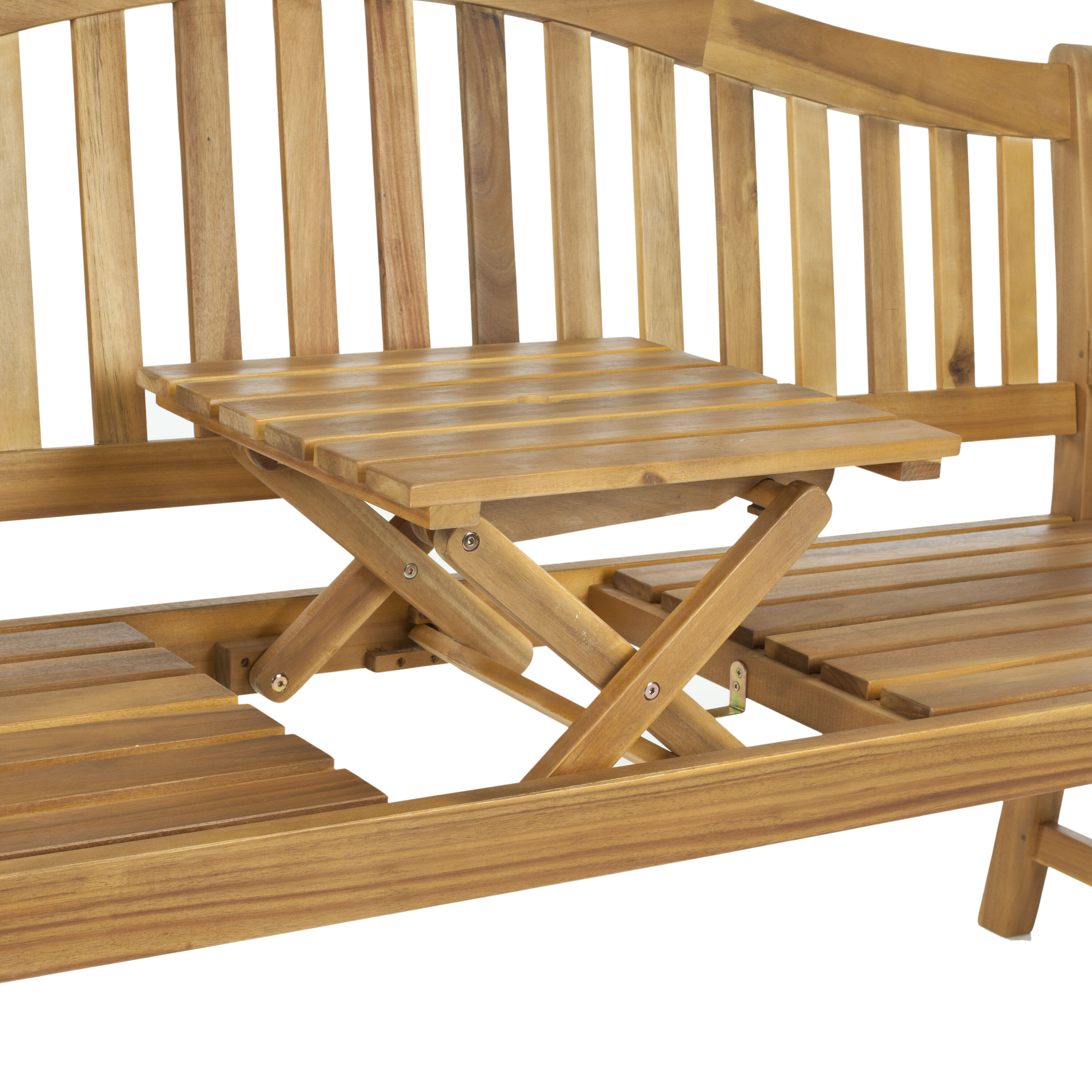 Safavieh FOX6703A Mischa 63-in W x 37.8-in H Natural Brown Acacia Garden Bench