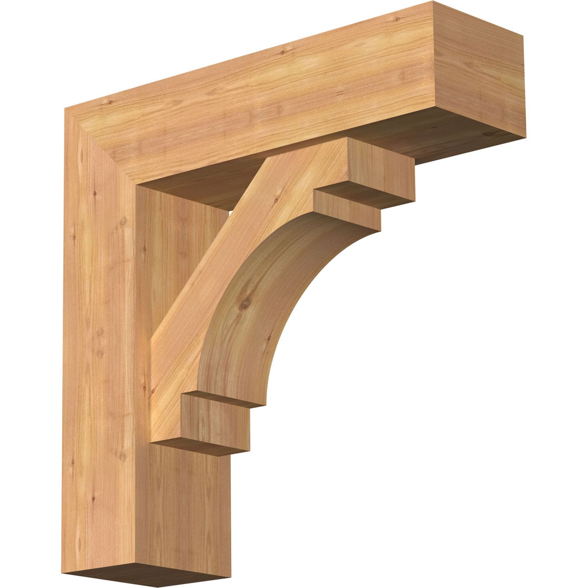 Ekena Millwork 1463178 Merced block smooth bracket with offset brace Western Red Cedar Wood Standard Bracket