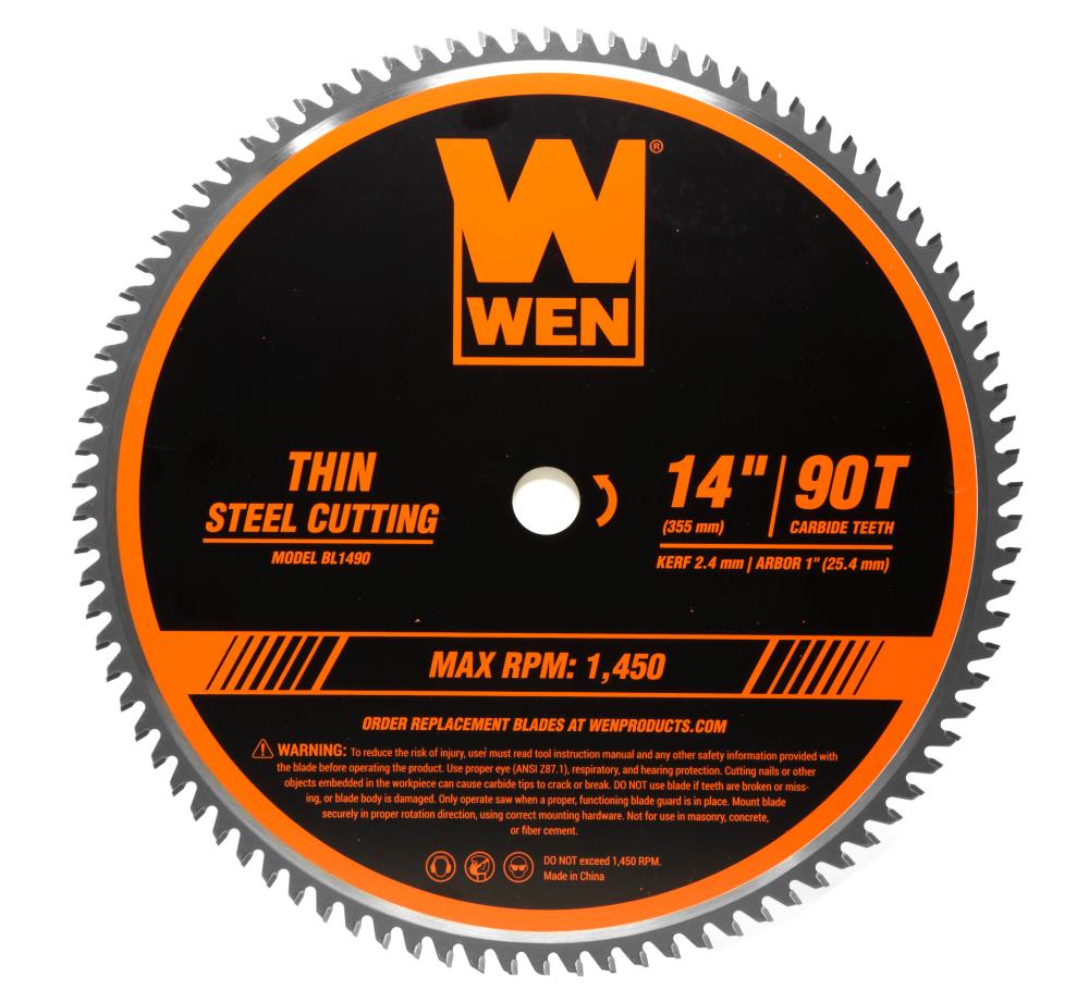 WEN 14-in 90-Tooth Tungsten Carbide-tipped Steel Chop Saw Blade in the  Circular Saw Blades department at