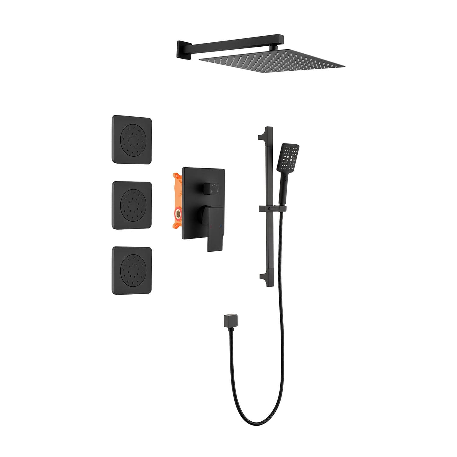 TOBILI Shower System with Shower Head Hand Shower Slide Bar Bodysprays Shower Arm Hose Valve Trim and Lever Handles