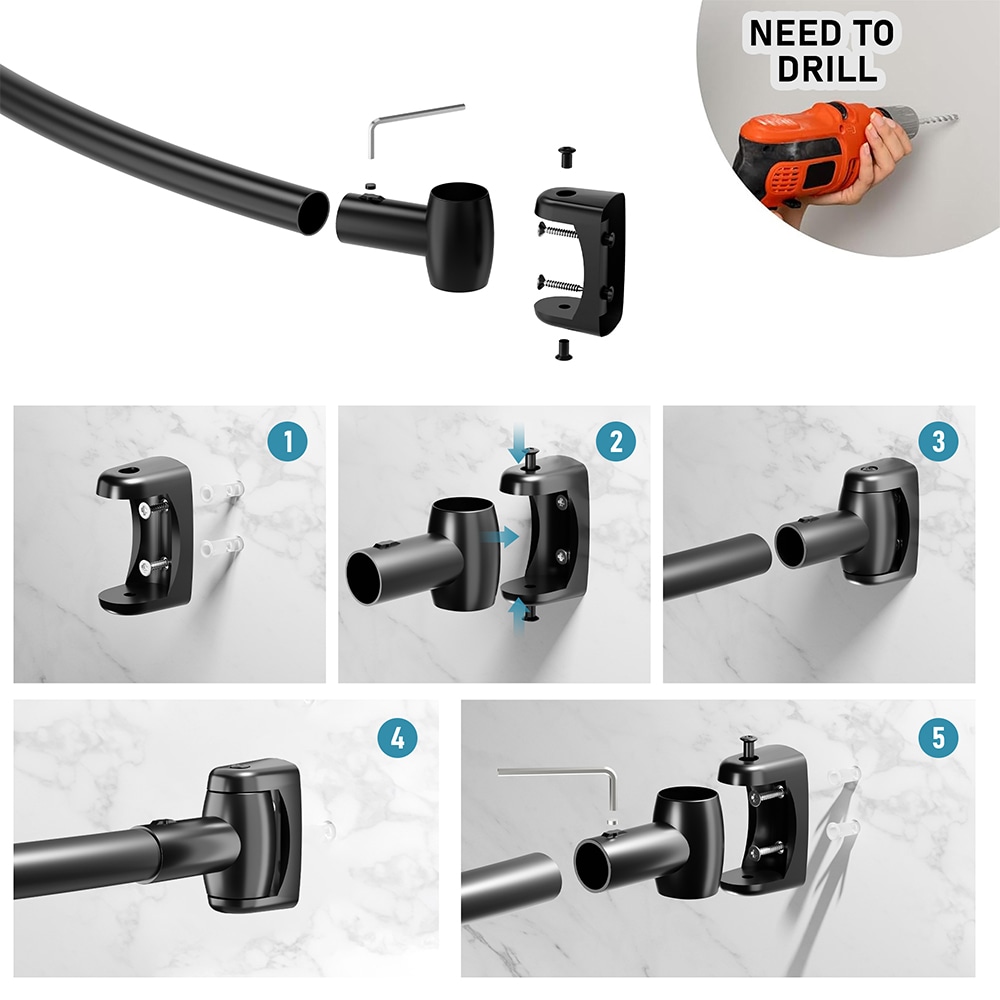 DYHOME SCR-08-BK Shower-Rods - View #6