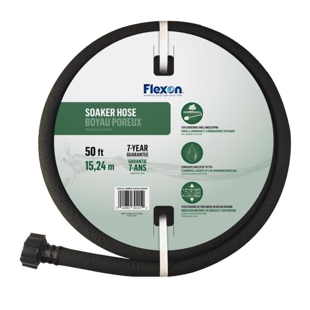 FLEXON  Professional Rubber Soaker Hose 50 ft 3 8 in Diameter Medium Duty Black