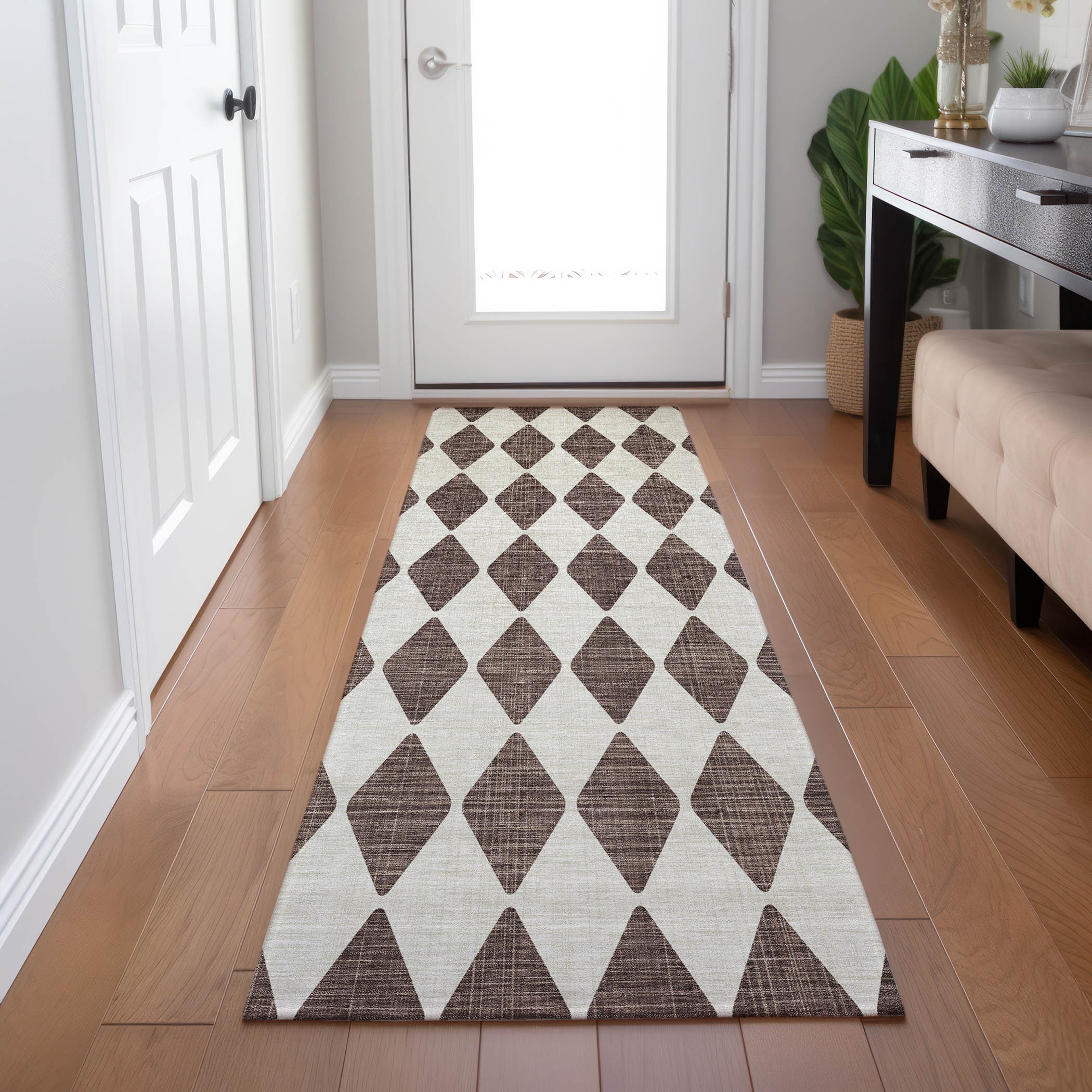 Addison Rugs ACN578BR2X8 Chantille ACN578BR 2 x 7 (ft) Polyester Brown Rectangular Indoor/Outdoor Geometric Machine washable Runner rug