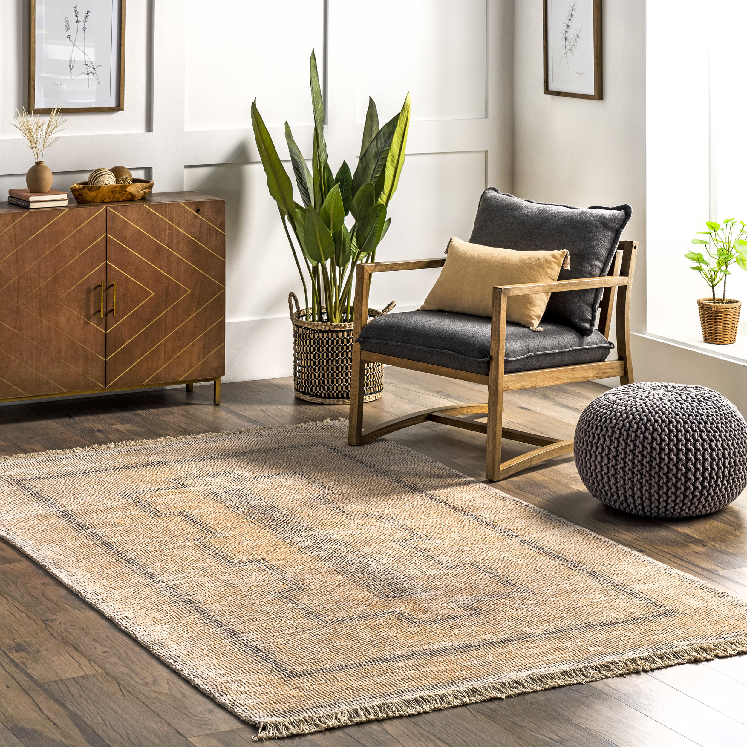 Ginger Tan Cotton-Blend Flat Woven 6' x 9' Area Rug