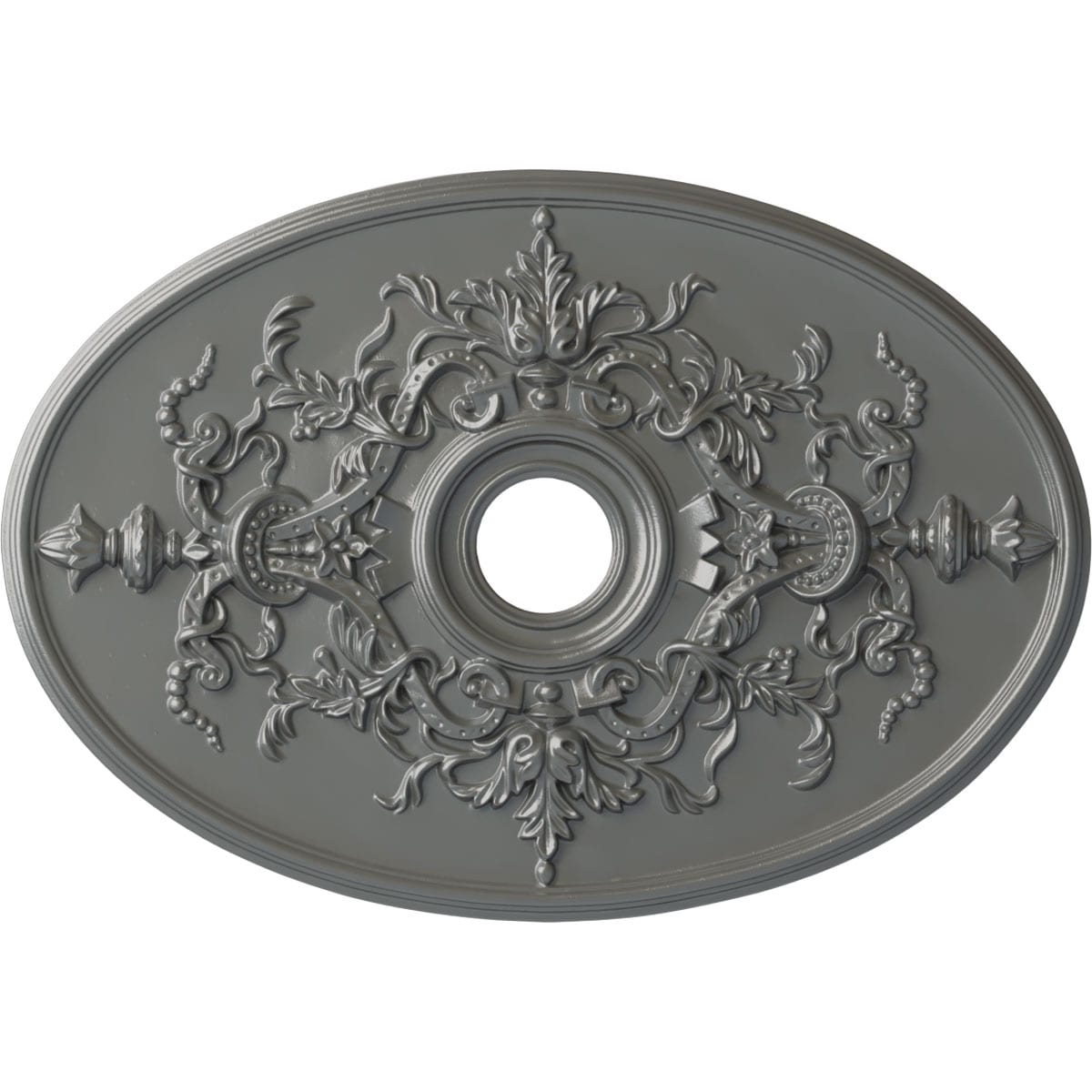 Ekena Millwork CM21X30ALSLS Alexa 21.25-in W x 30.75-in L Painted Silver Polyurethane Whole Ceiling Medallion