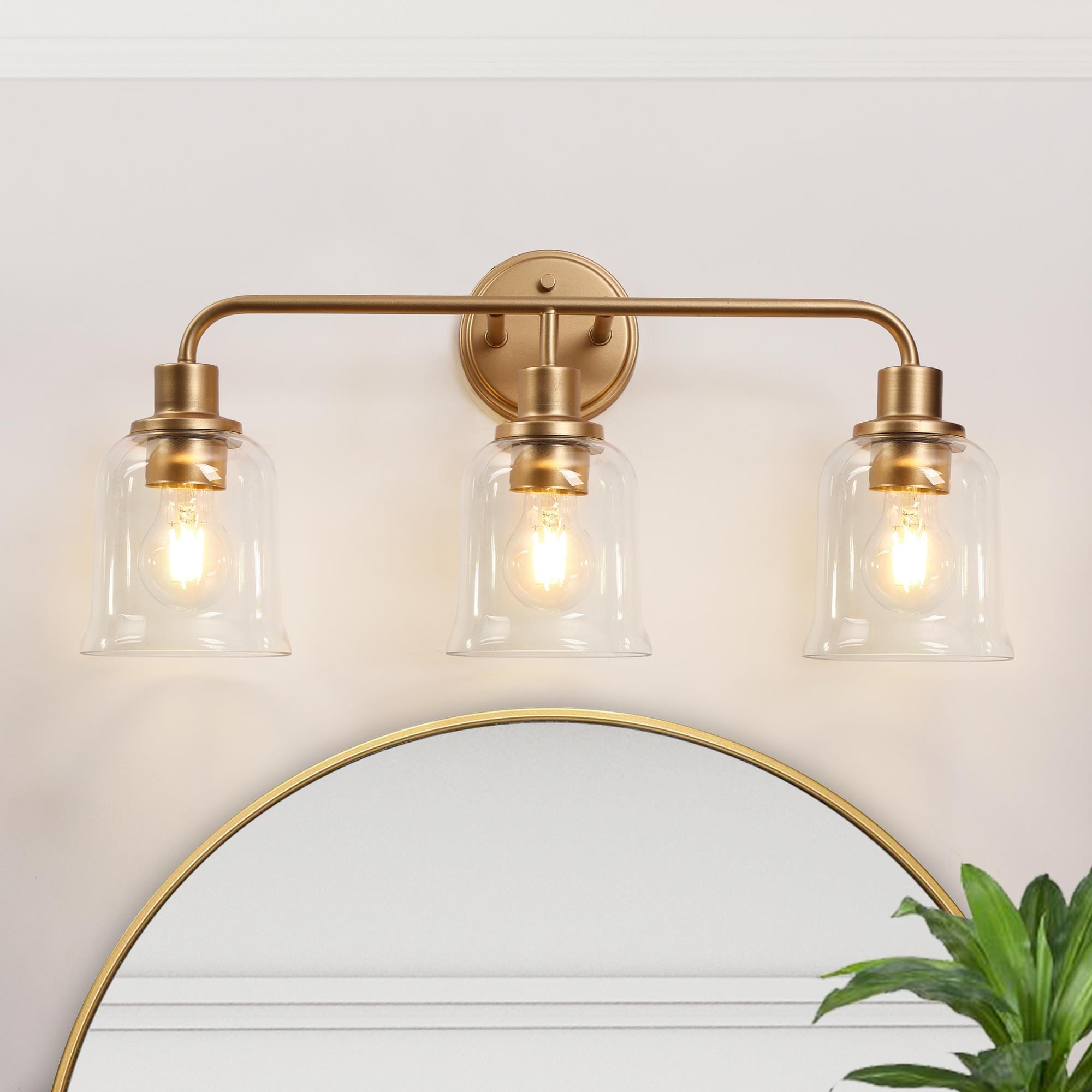 LNC LURRII2152AK9C Morrisave 22.8-in 3 -Light Brushed Gold Modern/contemporary Vanity light bar