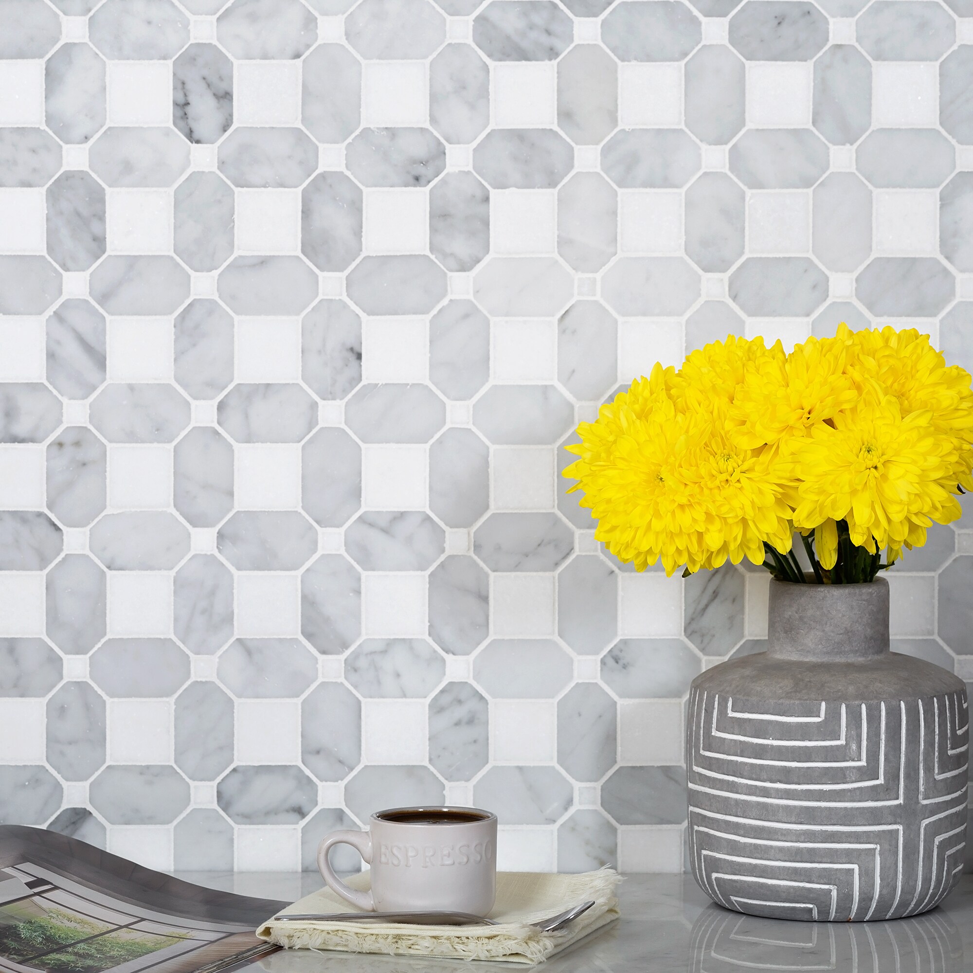 Apollo Tile White 12-in x 12-in Polished Natural Stone Marble Uniform Squares Floor and Wall Tile (5.168-sq. ft/ Carton)