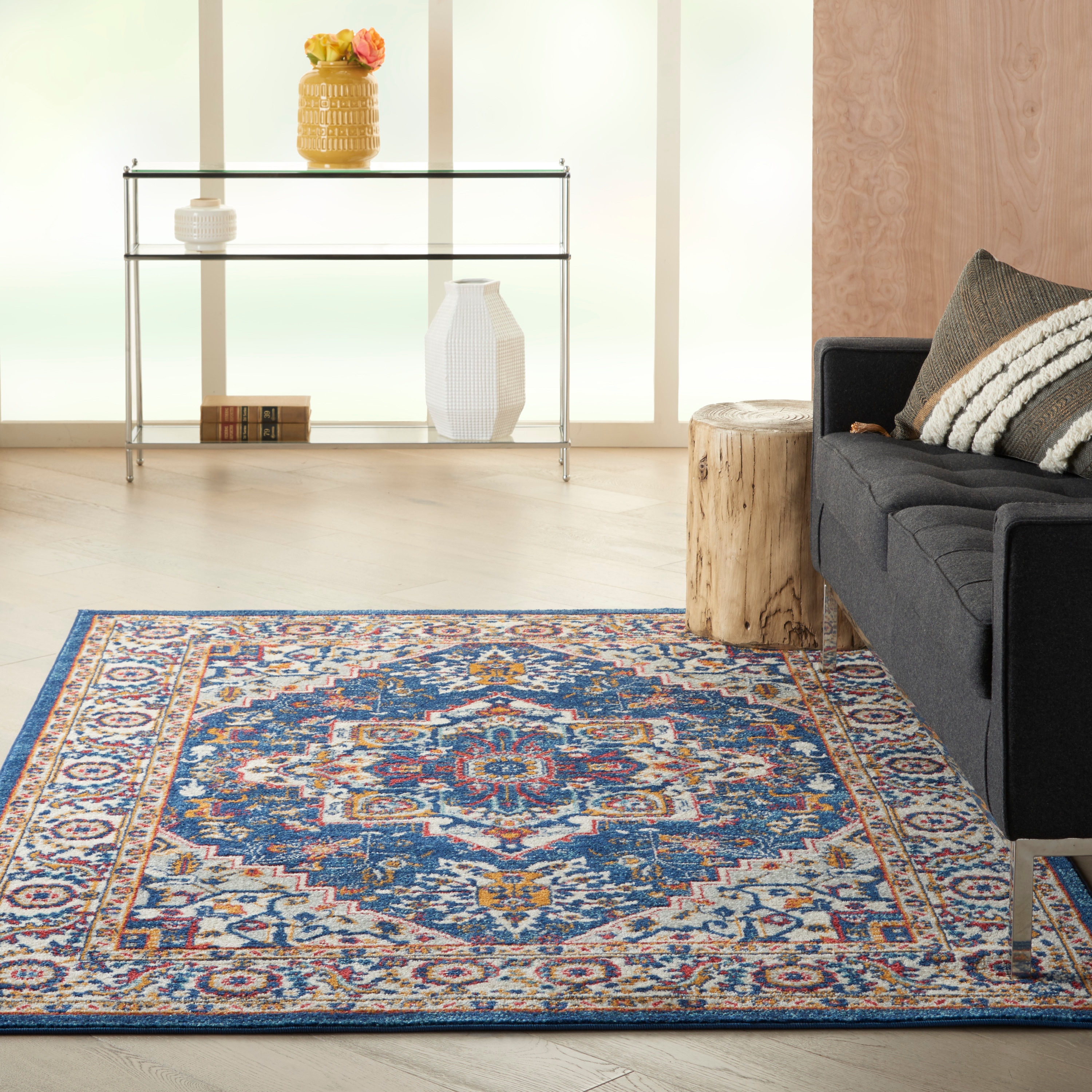 Nourison 99446766809 Passion 5 x 8 (ft) Loomed Polypropylene Blue/multicolor Rectangular Indoor Abstract Area rug